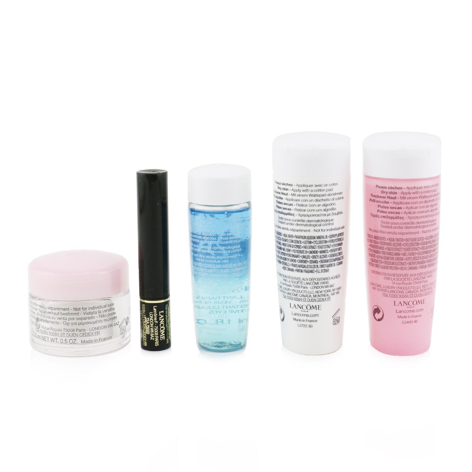 Lancome My Travel Essentials Set:Confort Galatee 50ml+Confort Tonique 50ml+Hypnose 2ml+Hydra Zen Cream 15ml+Bi-Facil 30ml 5pcs