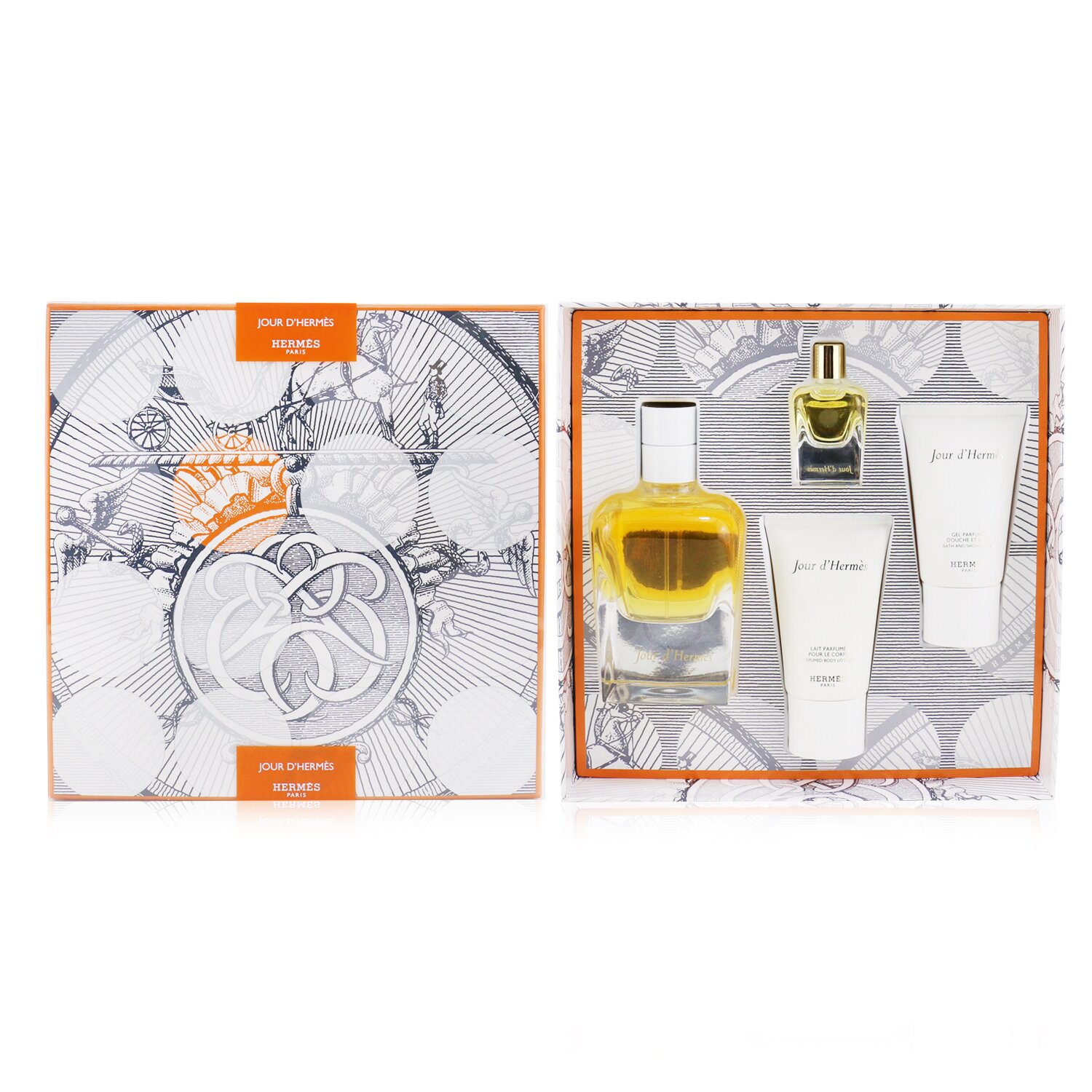 Hermes Jour D'Hermes Coffret: Eau De Parfum Spray 85ml/2.87oz + Eau De Parfum 7.5ml/0.25oz + Perfumed Body Lotion 30ml/1oz + Perfumed Bath And Shower Gel 30ml/1oz 4pcs
