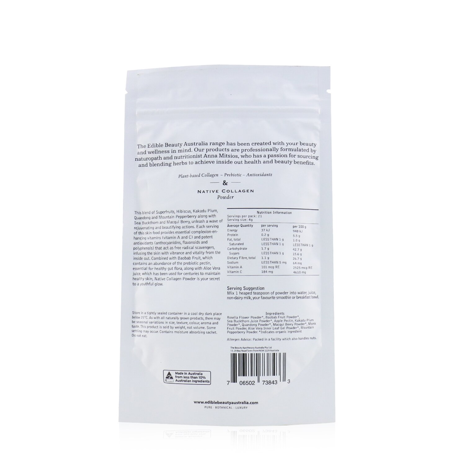 Edible Beauty Native Collagen Powder 85g