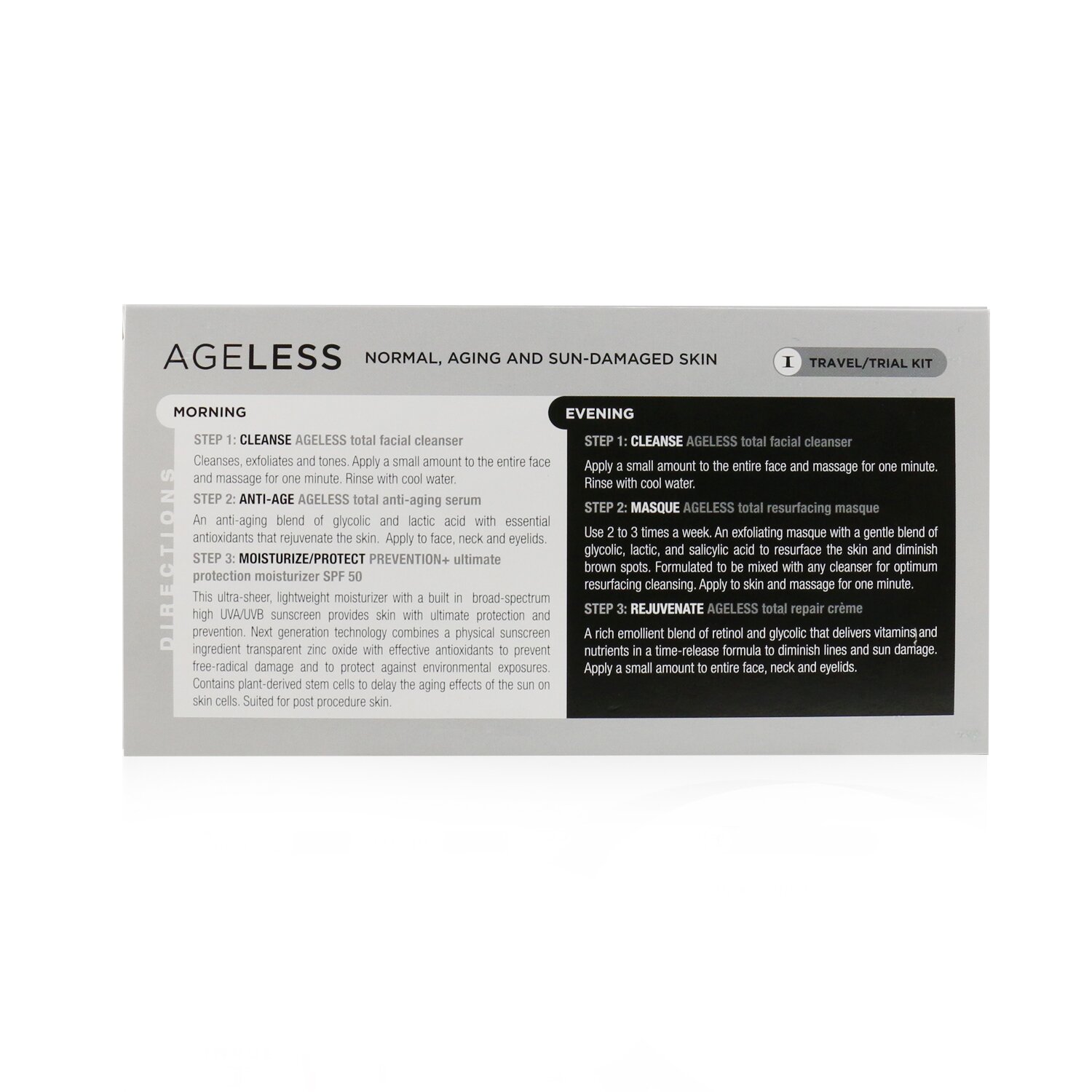Image Ageless Trial Kit: Ageless Cleanser+Ageless Serum+Ageless Masque+Ageless Repair Creme+Prevention+ Ultimate Moisturizer SPF 50 (Exp. Date 01/2021) 5pcs