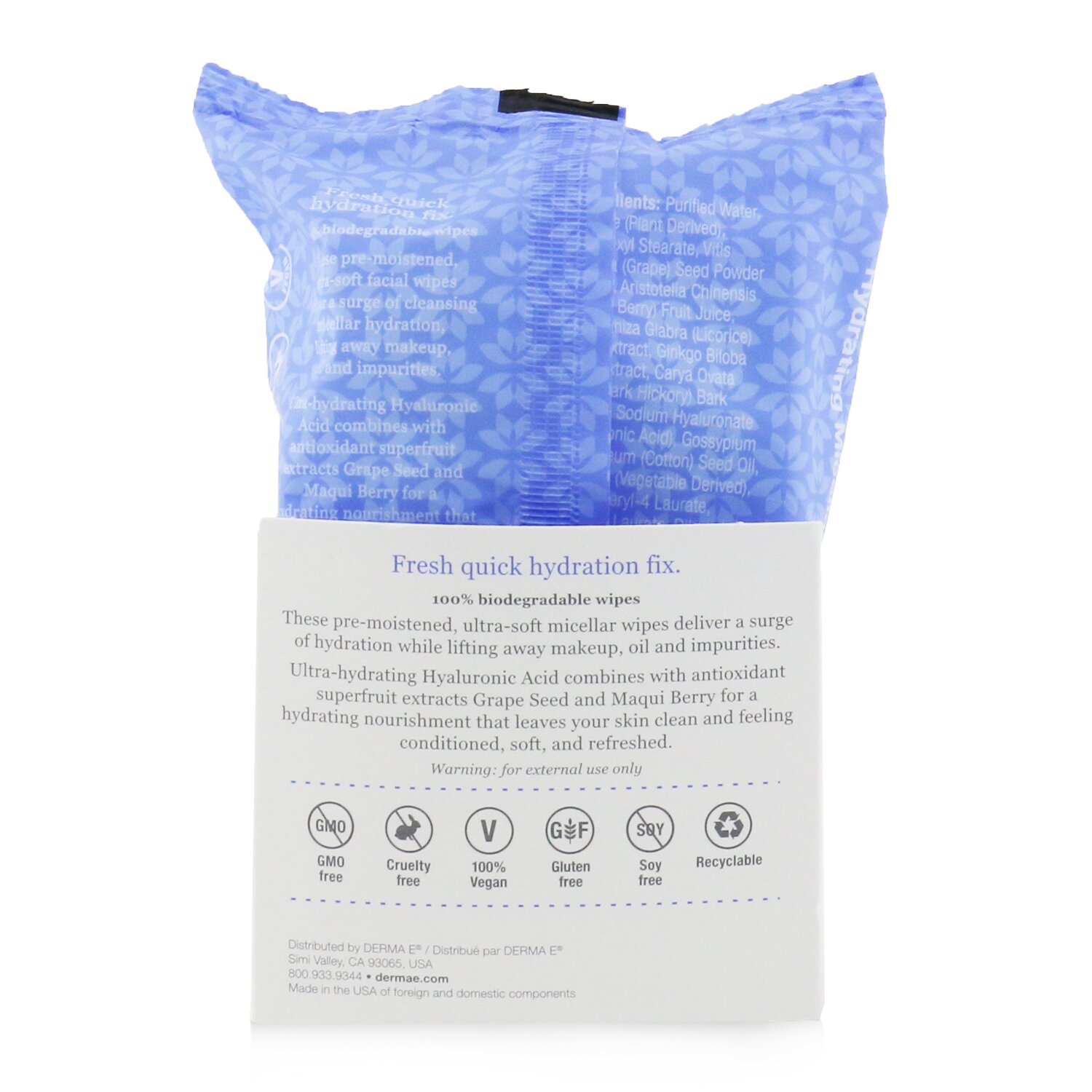 Derma E Hydrating Micellar Cleansing Wipes 25wipes