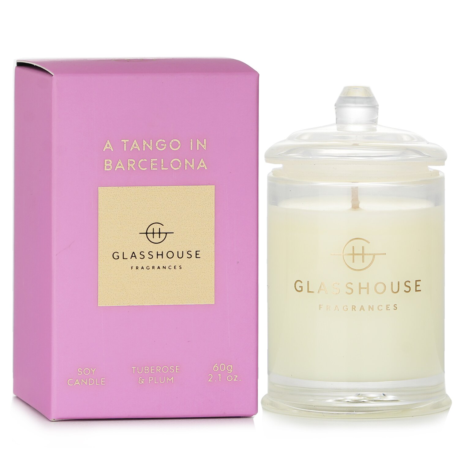 Glasshouse شمع صويا معطر ثلاثي - A Tango In Barcelona (مسك الروم والبرقوق) 60g/2.1oz