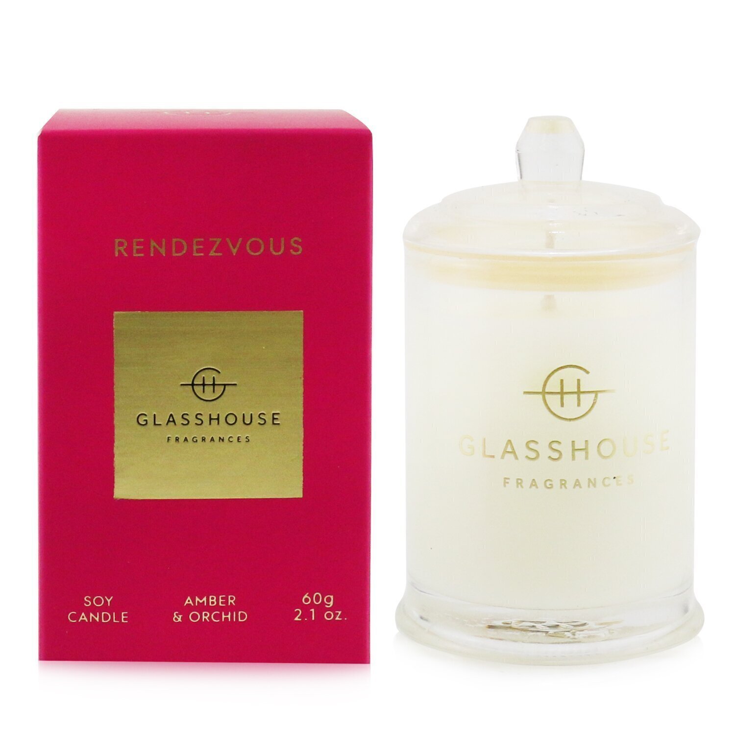 Glasshouse Triple Scented Soy Candle - Rendezvous (Amber & Orchid) 60g/2.1oz