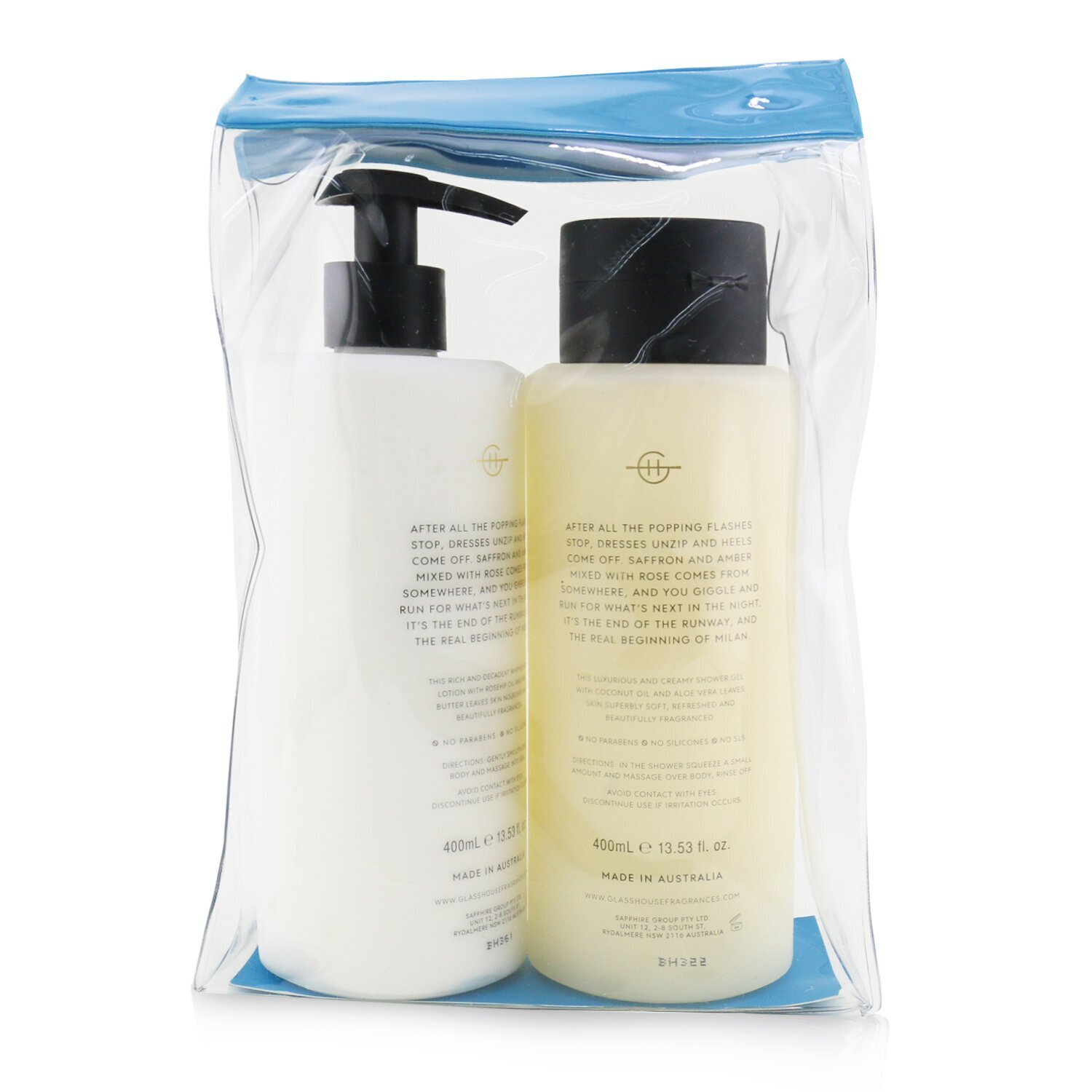 Glasshouse Midnight In Milan (Saffron & Rose) Body Duo: Shower Gel + Body Lotion 2x400ml/13.52oz