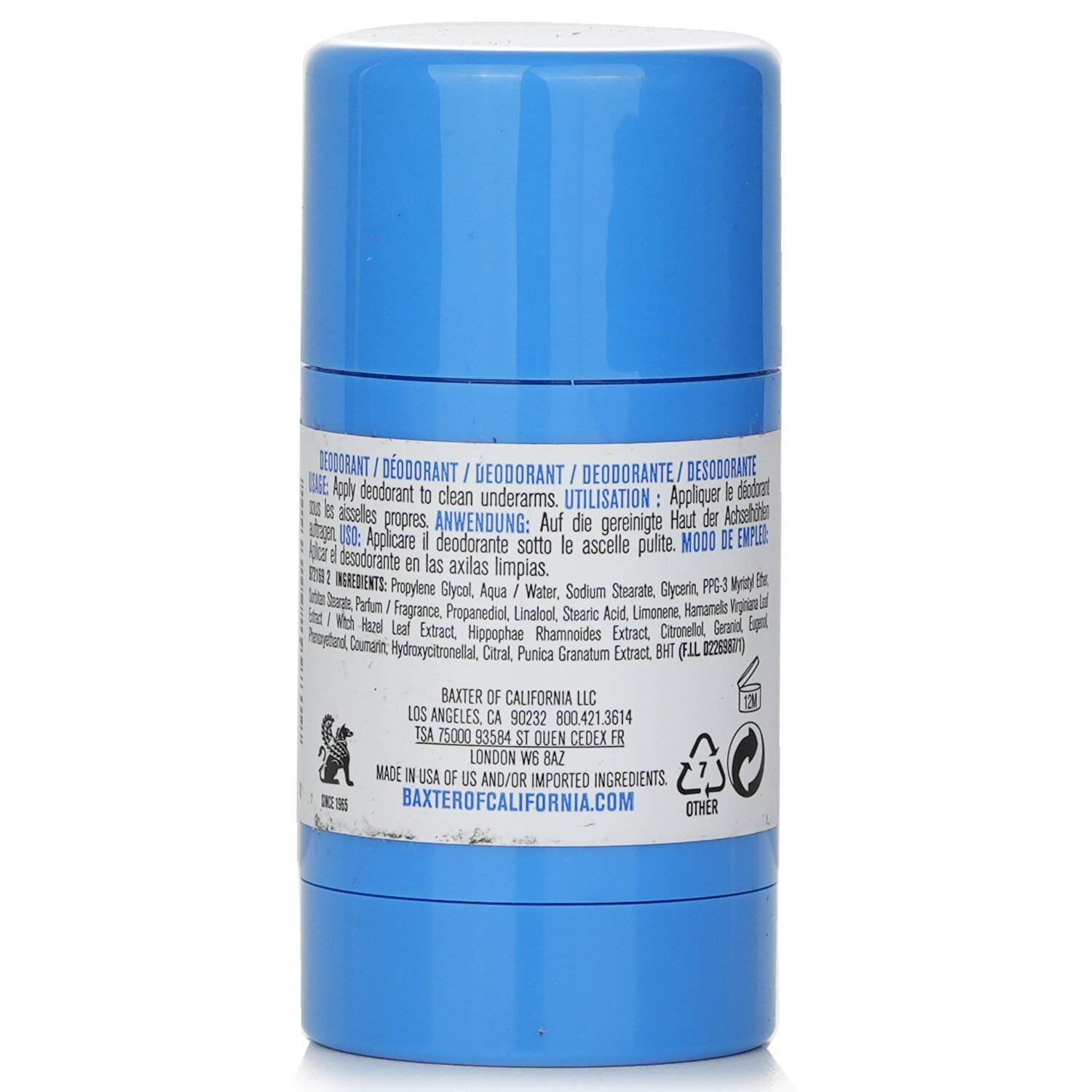 Baxter Of California Deodorant - Citrus & Herbal-Musk (Aluminum Free/ Sensitive Skin Formula) (Travel Size) 34g/1.2oz