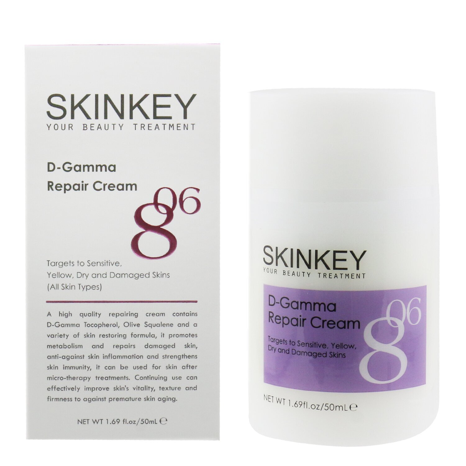 SKINKEY D-Gamma Repair Cream -Targets To Sensitive, Yellow, Dry & Damaged Skins (All Skin Types) 50ml/1.69oz
