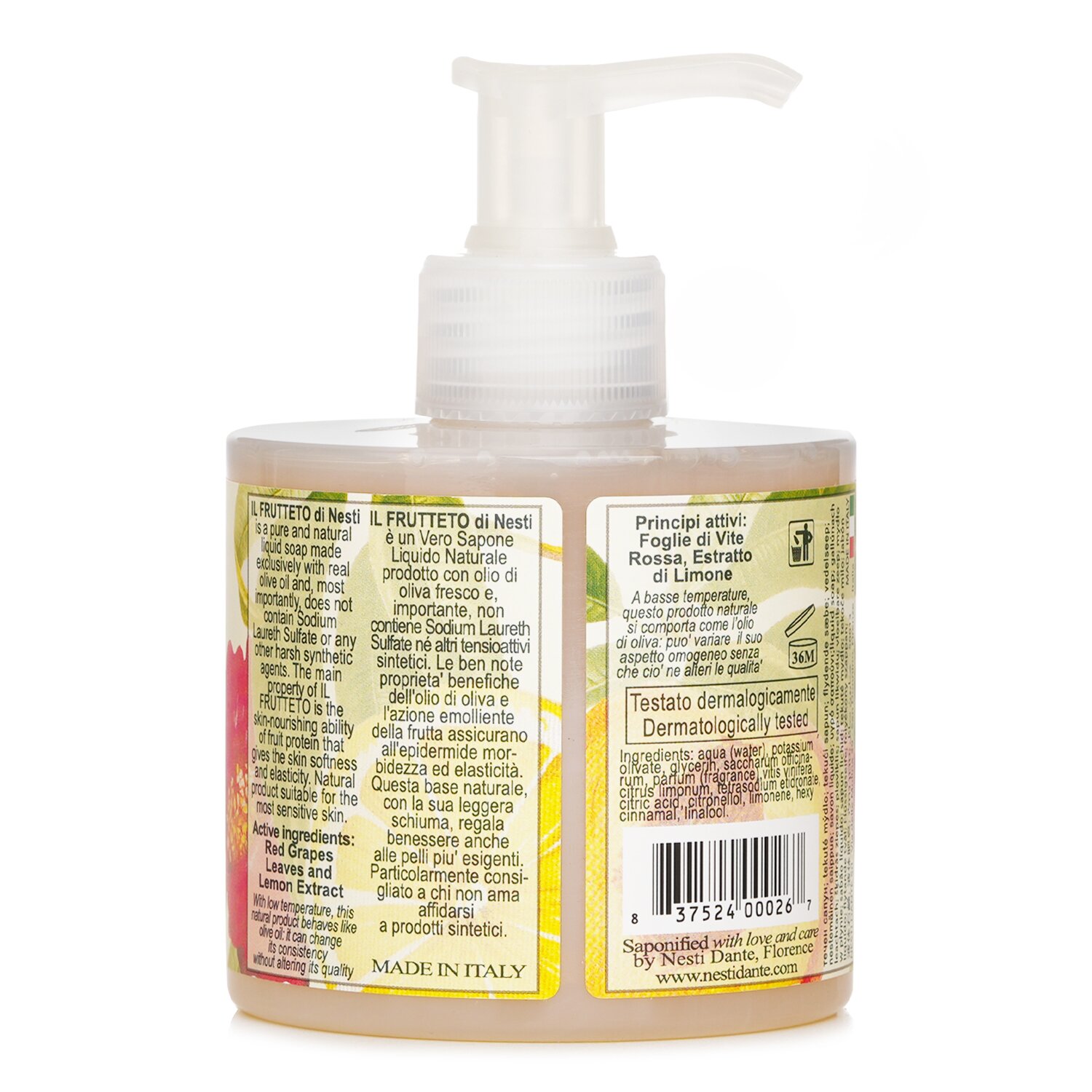 Nesti Dante Natural Liquid Soap סבון נוזלי טבעי - Il Frutteto Liquid Soap 300ml/10.2oz