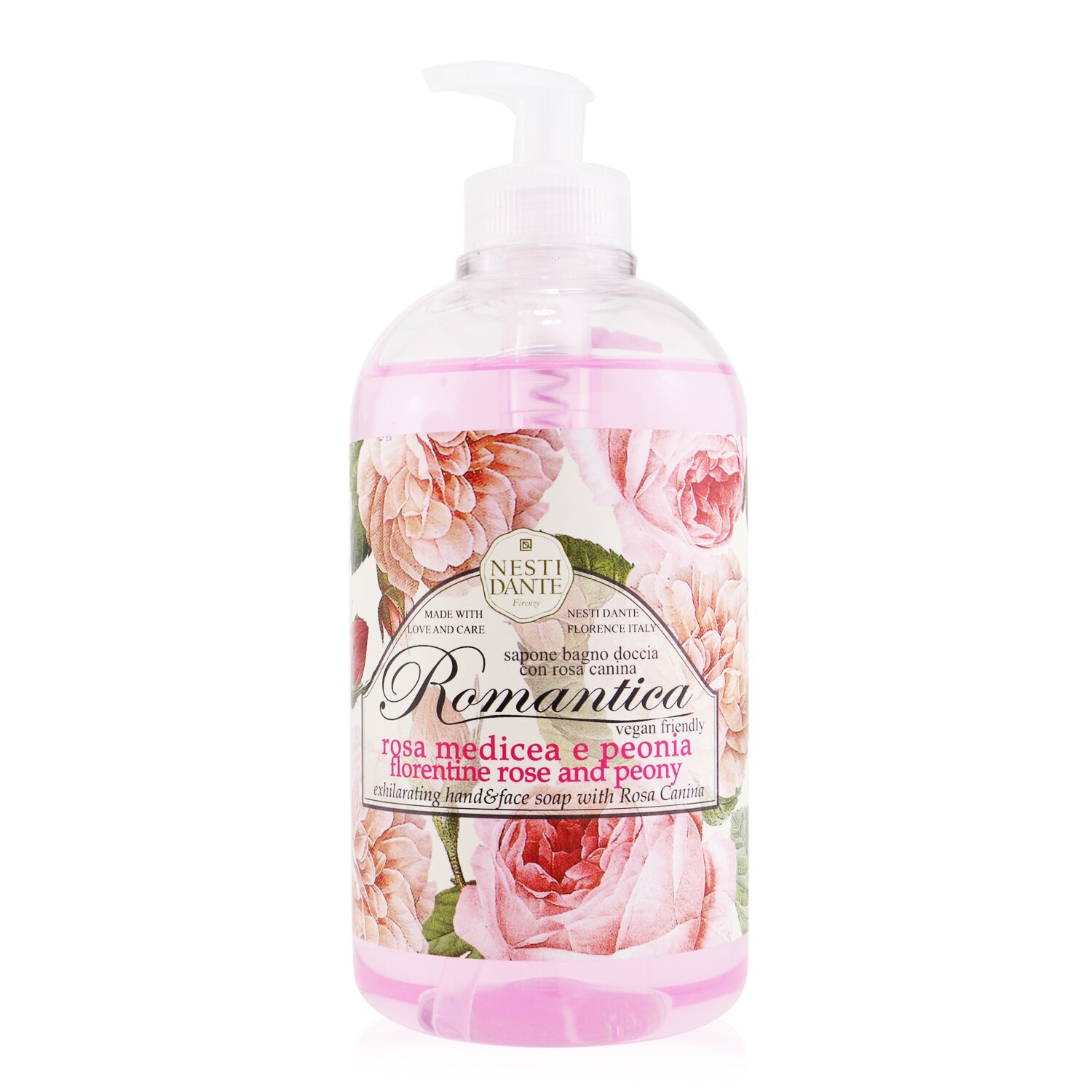 Nesti Dante Romantica Ekscytujące mydło do rąk i twarzy z dziką różą - florencką różą i piwonią 500ml/16.9oz