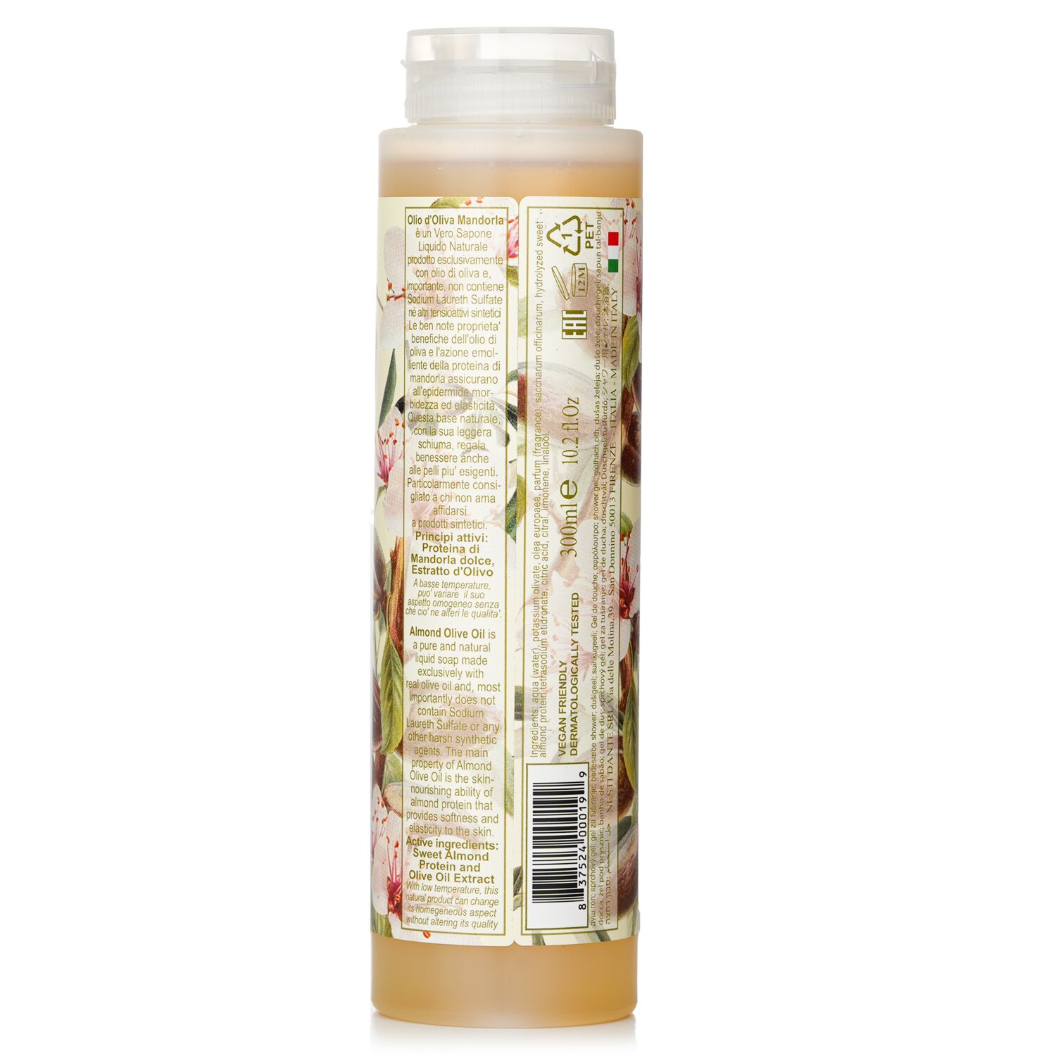 Nesti Dante Naturalne mydło w płynie do kąpieli i pod prysznic - Migdałowy olejek z oliwek 300ml/10.2oz