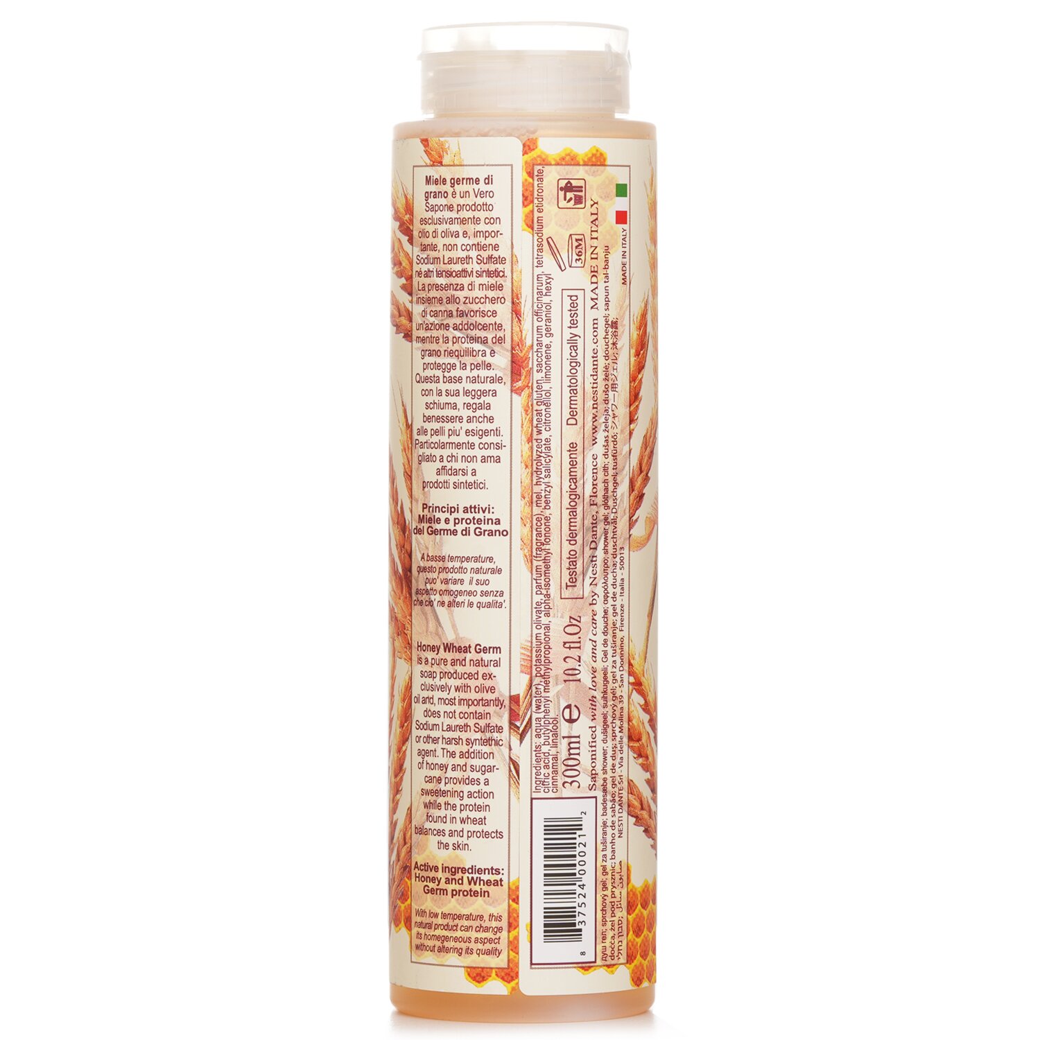 Nesti Dante Jabón Líquido Natural - Germen de Trigo con Miel (Gel de Ducha) 300ml/10.2oz