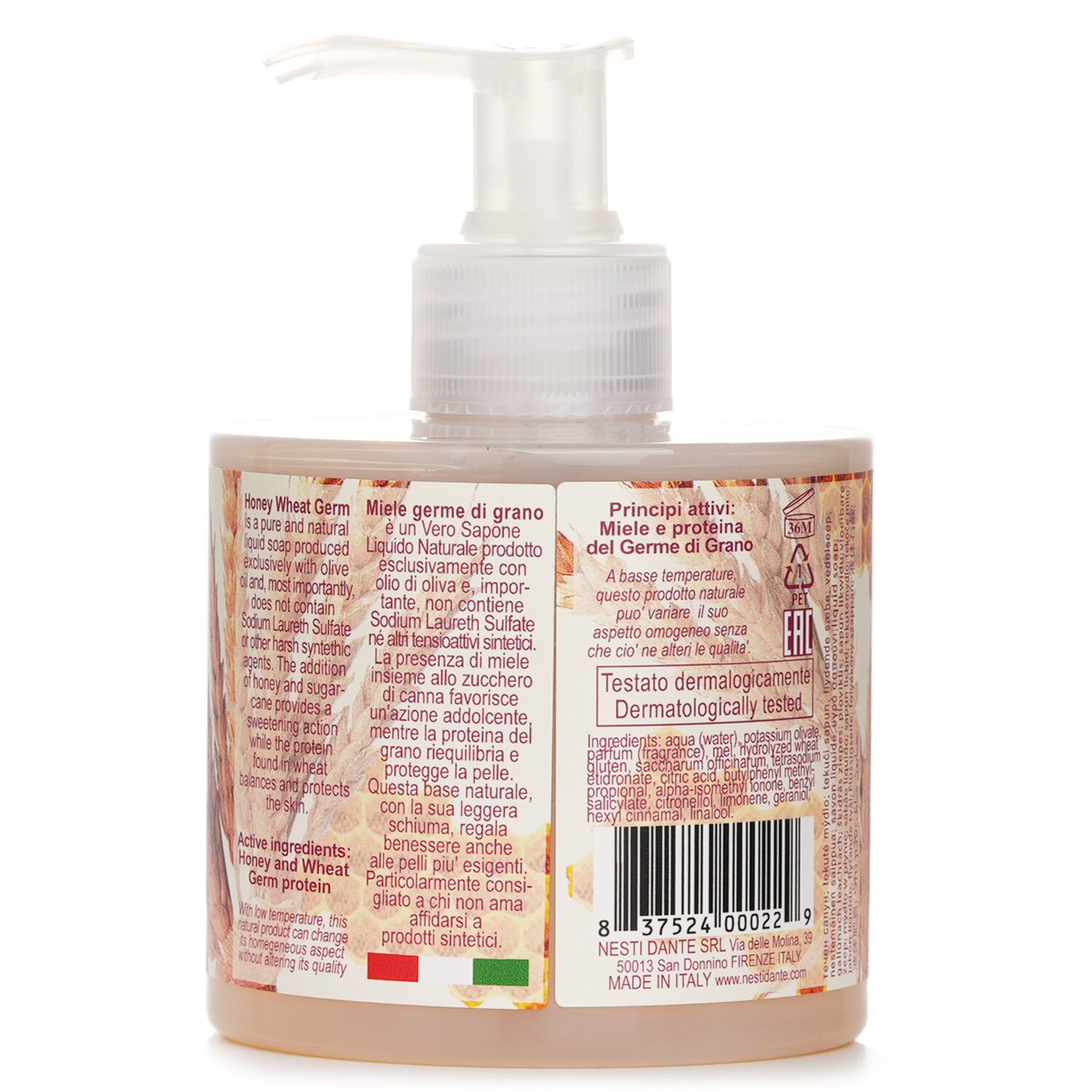 Nesti Dante Natural Liquid Soap - Honey WheatGerm 300ml/10.2oz