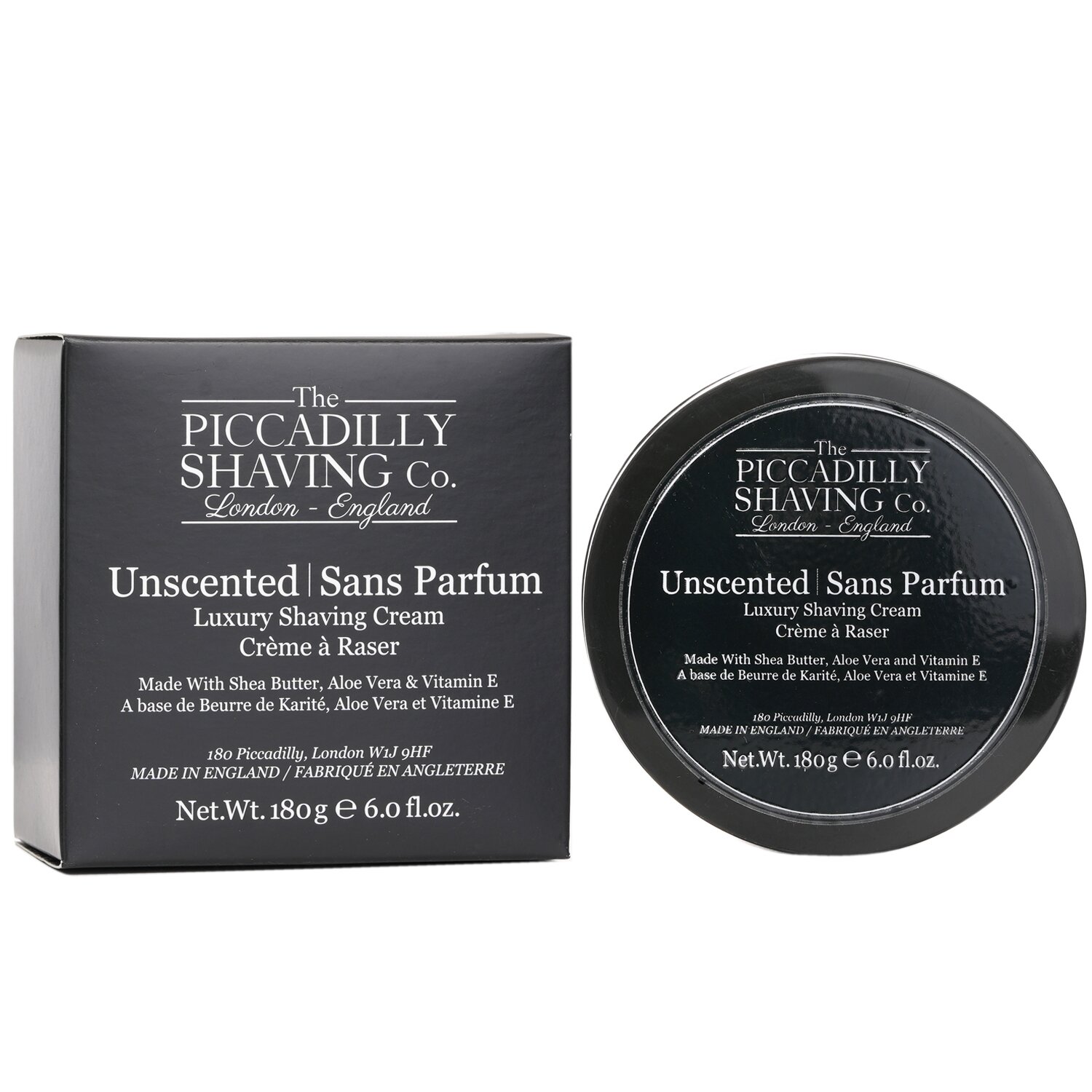 The Piccadilly Shaving Co. Unscented Luxury Shaving Cream 180g/6oz