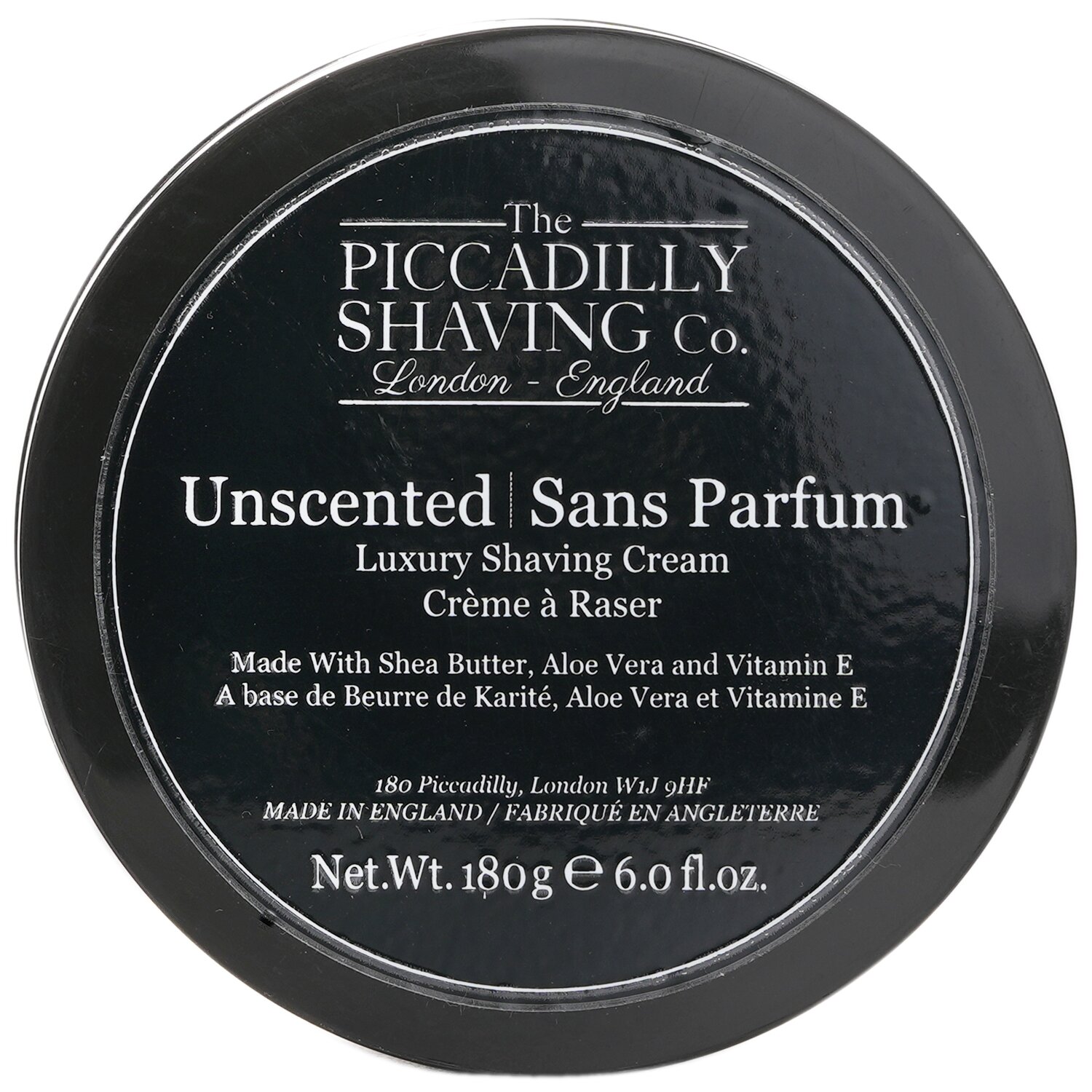 The Piccadilly Shaving Co. Unscented Luxury Shaving Cream 180g/6oz