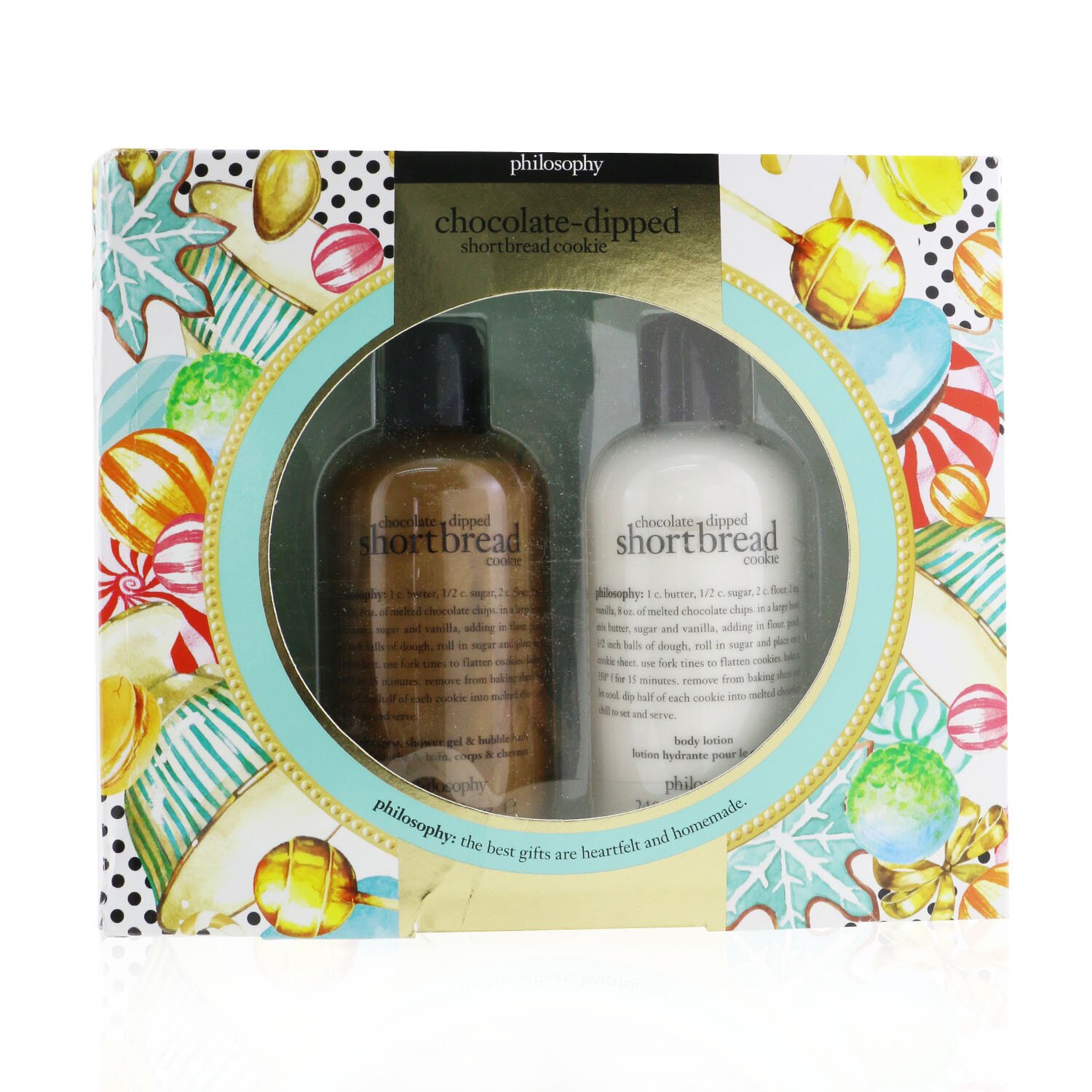Philosophy 肌膚哲理 Chocolate-Dipped Shortbread Cookie 2-Pieces Gift Set: Shampoo, Shower Gel & Bubble Bath 240ml + Body Lotion 240ml (Box Slightly Damaged) 240ml/8oz