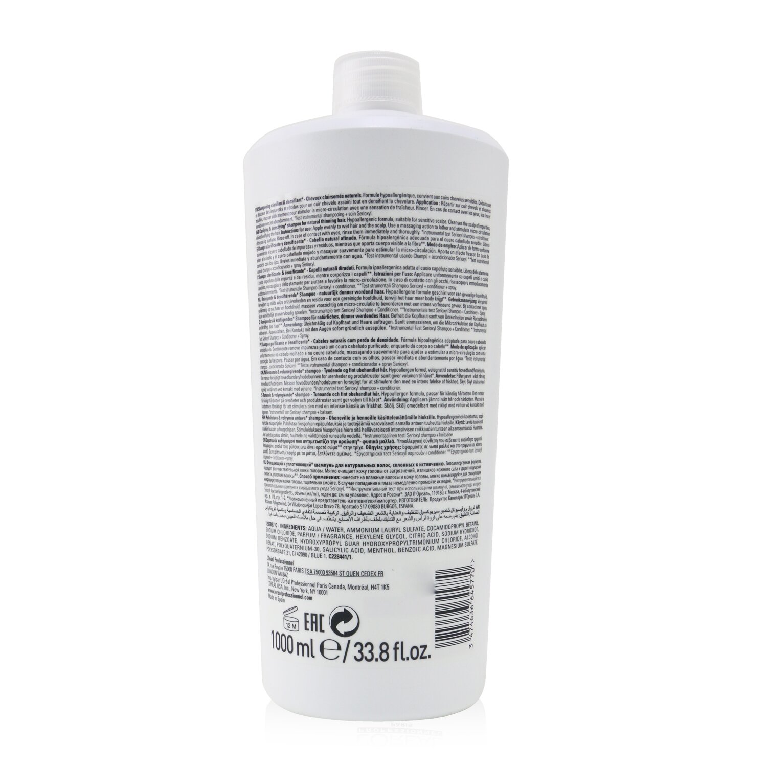 L'Oreal Professionnel Serioxyl Clarifying & Densifying Shampoo (Natural Thinning Hair) 1000ml/33.8oz