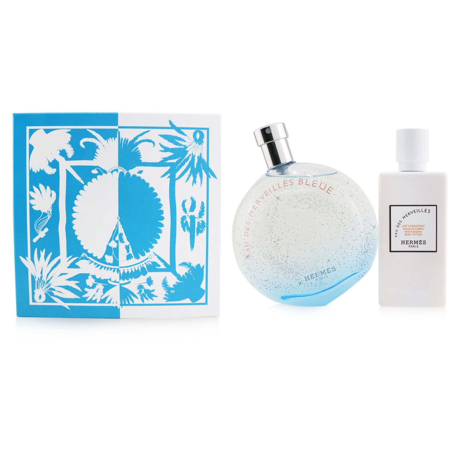 Hermes Eau Des Merveilles Bleue Coffret: Eau De Toilette Spray 100ml/3.3oz + Loción Corporal Hidratante 80ml/2.7oz 2pcs