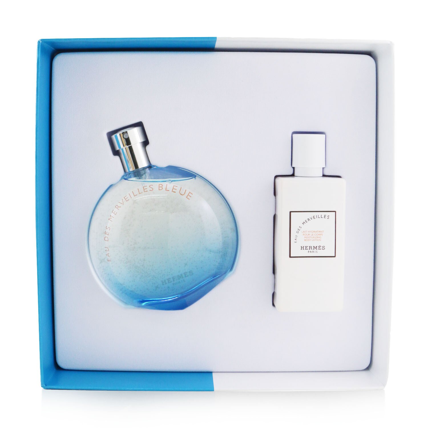 Hermes Eau Des Merveilles Bleue Coffret: Eau De Toilette Spray 100ml/3.3oz + Loción Corporal Hidratante 80ml/2.7oz 2pcs