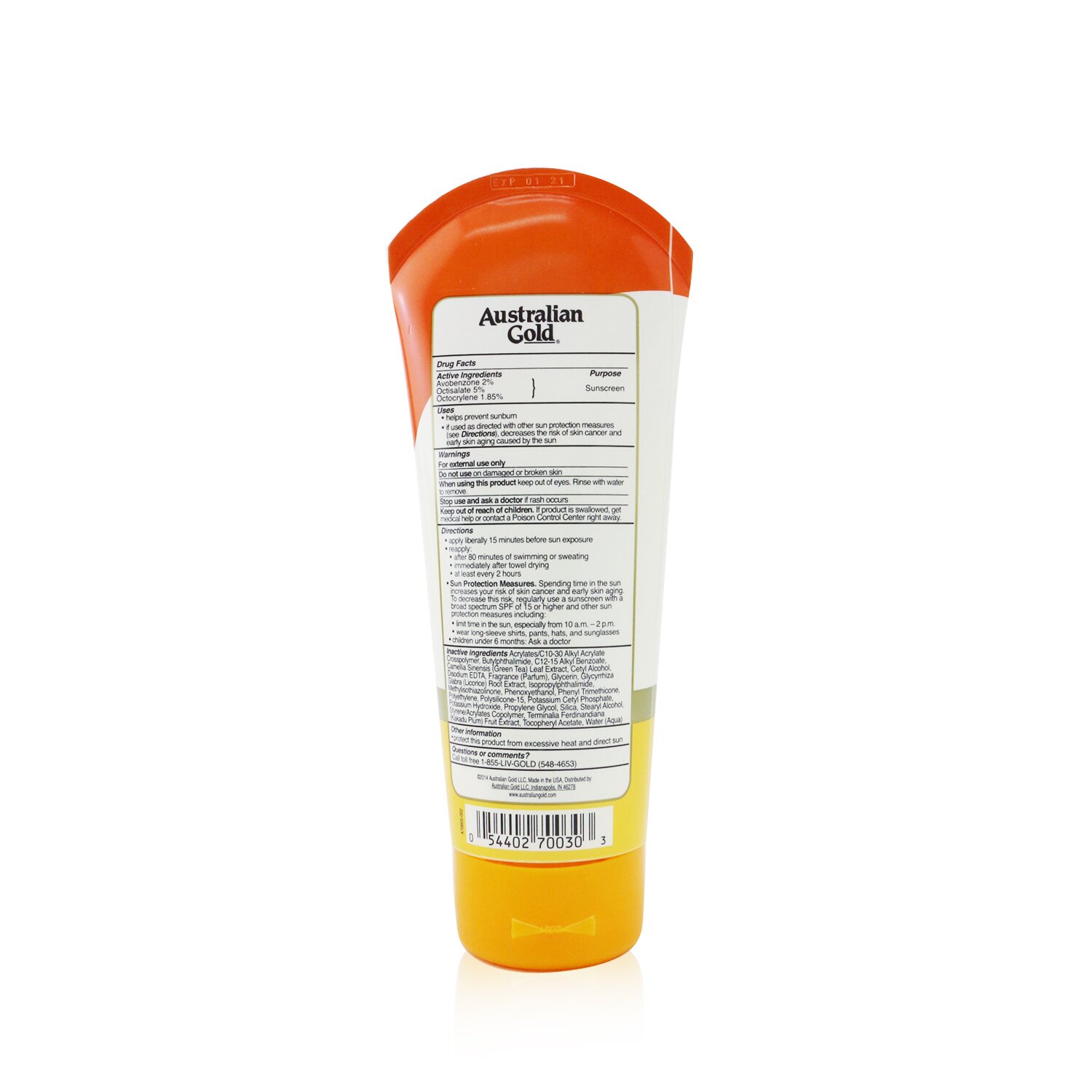 Australian Gold Sheer Coverage Lotion Sunscreen Broad Spectrum SPF 15 (Exp. Date: 01/2021) 177ml/6oz