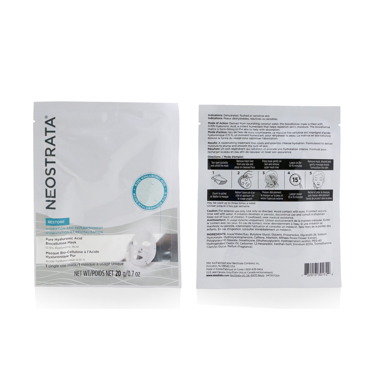 Neostrata Restore - Pure Hyaluronic Acid Biocellulose Mask 20g/0.7oz