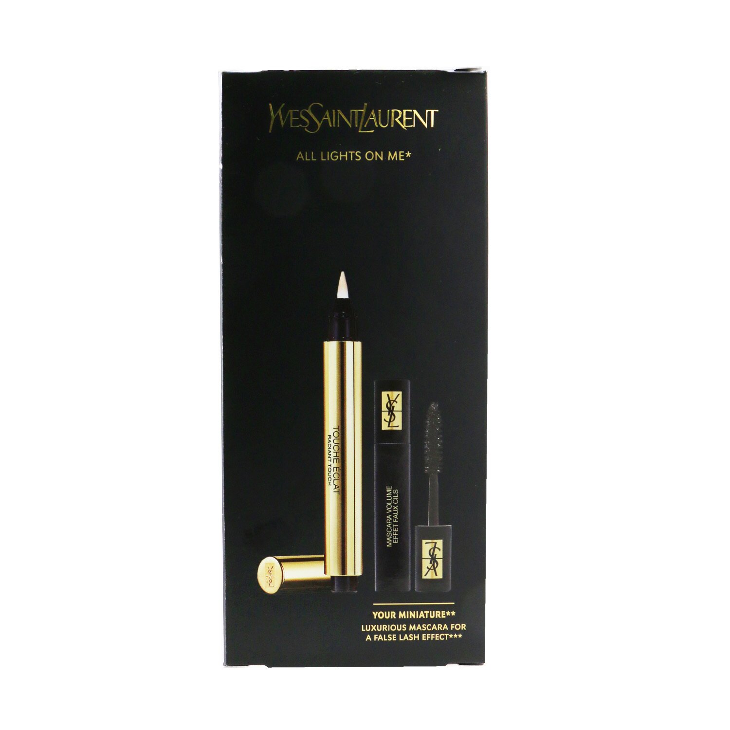 Yves Saint Laurent All Lights On Me Set (1xTouche Eclat 2.5ml/0.08oz + 1x Mini Mascara Volume Effet Faux Cils) 2pcs