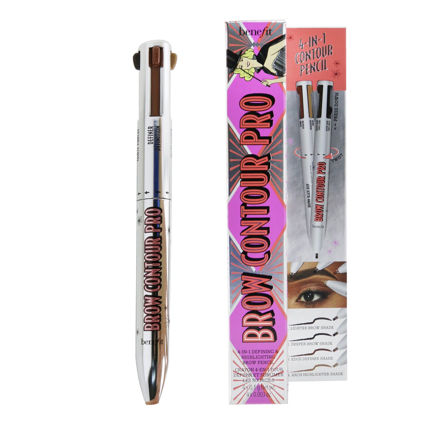 Benefit Brow Contour Pro 4 In 1 Defining & Highlighting Brow Pencil 4x0.1g/0.003oz
