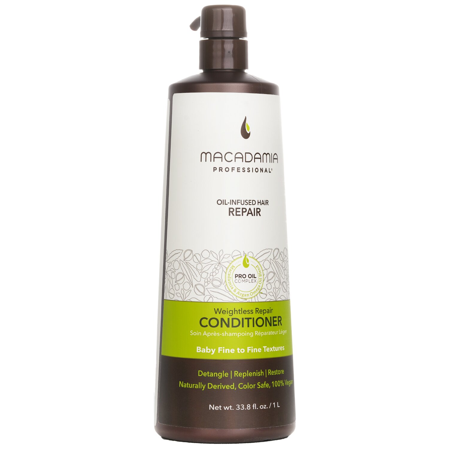 Macadamia Natural Oil Պրոֆեսիոնալ անքաշ վերանորոգող կոնդիցիոներ (մանկական նուրբ և նուրբ հյուսվածքներ) 1000ml/33.8oz