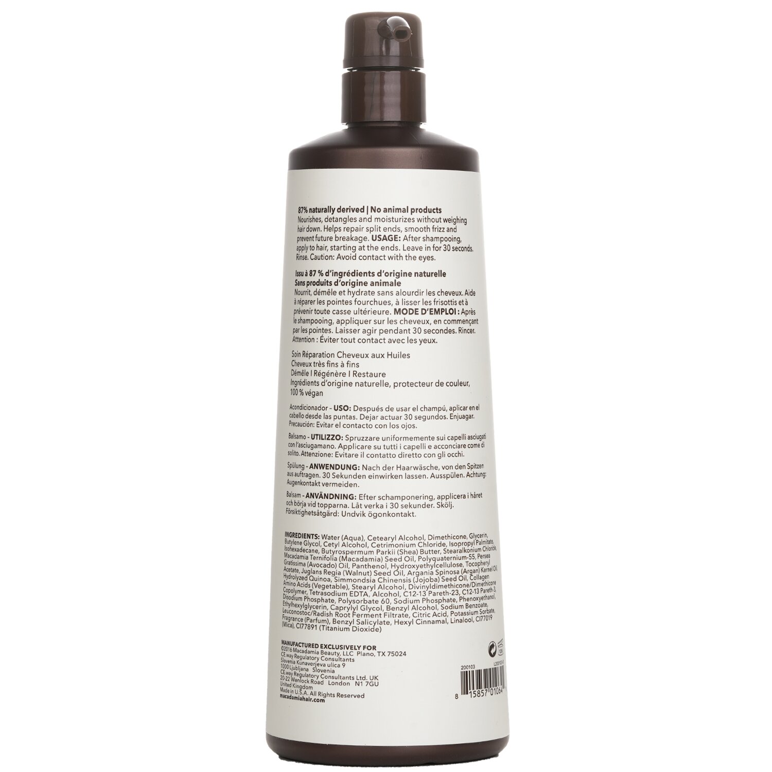 Macadamia Natural Oil Պրոֆեսիոնալ անքաշ վերանորոգող կոնդիցիոներ (մանկական նուրբ և նուրբ հյուսվածքներ) 1000ml/33.8oz
