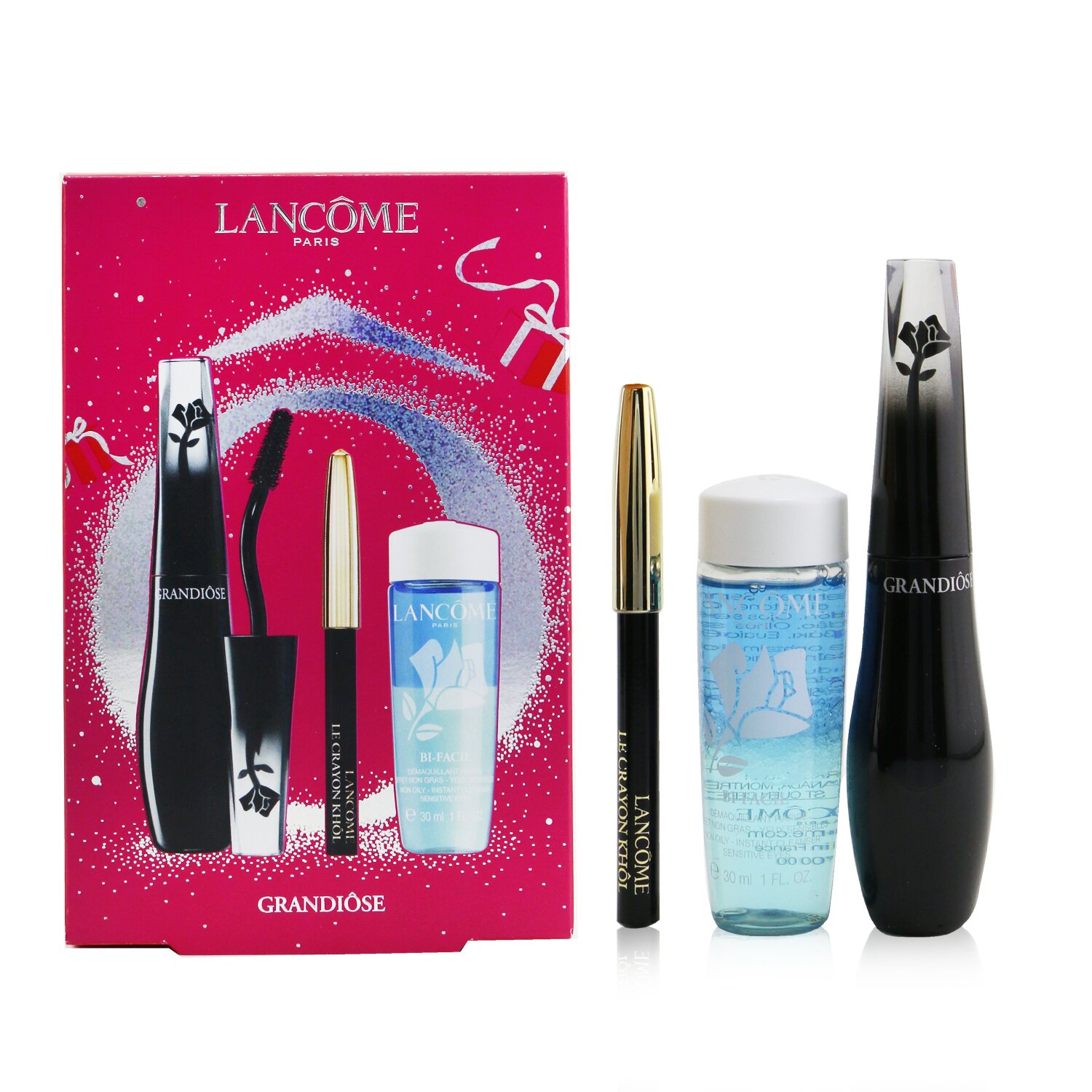 Lancome Grandiose Wide Angle Fan Effect Mascara Set (1x Mascara 10ml, 1x Mini Le Crayon Khol 0.7g, 1x Bi Facil 30ml) 3pcs