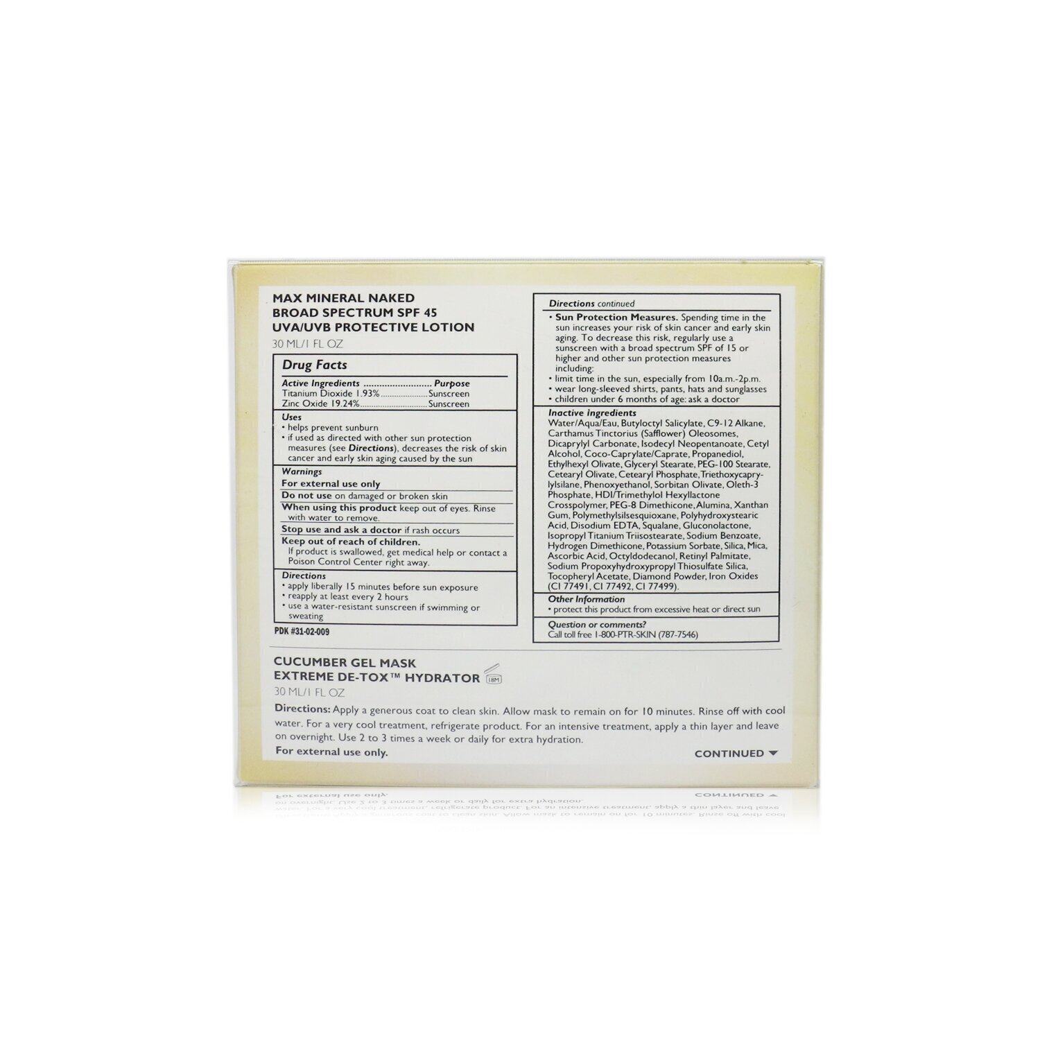 Peter Thomas Roth Summer All-Stars 2-Piece Sun Care Kit: Max Mineral Naked SPF 45 Protective Lotion 30ml + Cucumber Gel Mask 30ml (Exp. Date 02/2021) 2pcs
