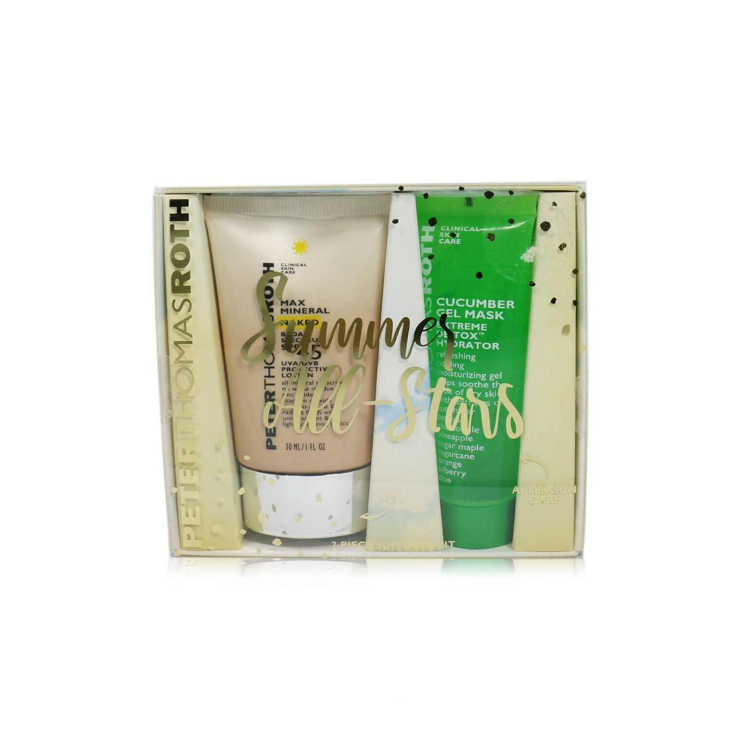 Peter Thomas Roth Summer All-Stars 2-Piece Sun Care Kit: Max Mineral Naked SPF 45 Protective Lotion 30ml + Cucumber Gel Mask 30ml (Exp. Date 02/2021) 2pcs