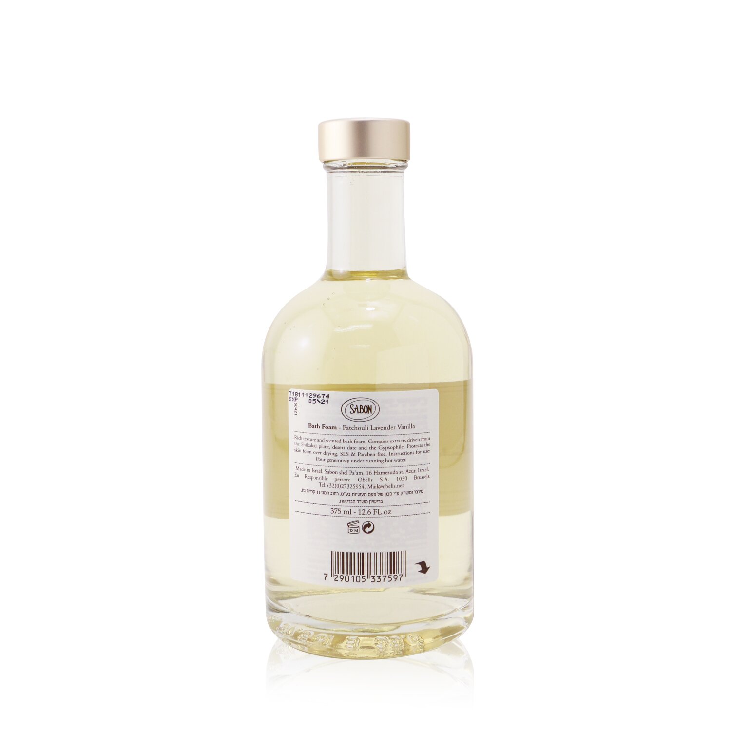 Sabon Bath Foam - Patchouli Lavender Vanilla (Exp. Date 05/2021) 375ml/12.6oz