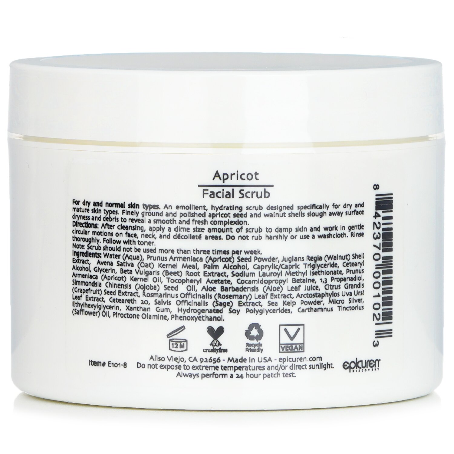 Epicuren Apricot Facial Scrub - For Dry & Normal Skin Types (Salon Size) 236ml/8oz