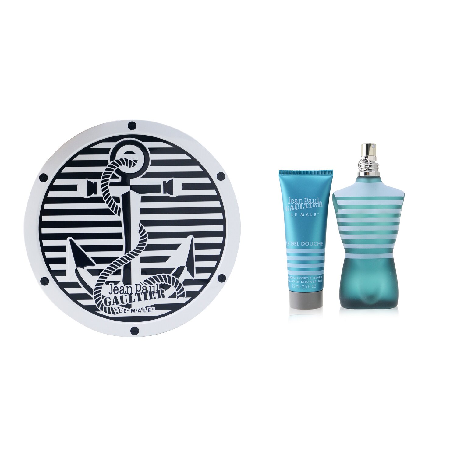 Jean Paul Gaultier Le Male Coffret: Eau De Toilette Spray 125ml/4.2oz + All-Over Shower Gel 75ml/2.5oz (Round Tin Box) 2pcs