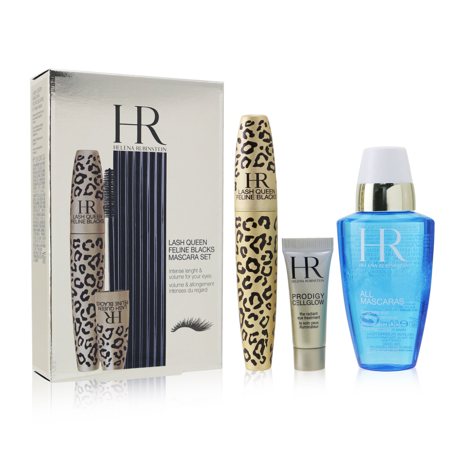 Helena Rubinstein Lash Queen Feline Blacks Mascara Set: Mascara 7.2ml + Prodigy Eye Treatment 3ml + Eye MakeUp Remover 50ml 3pcs