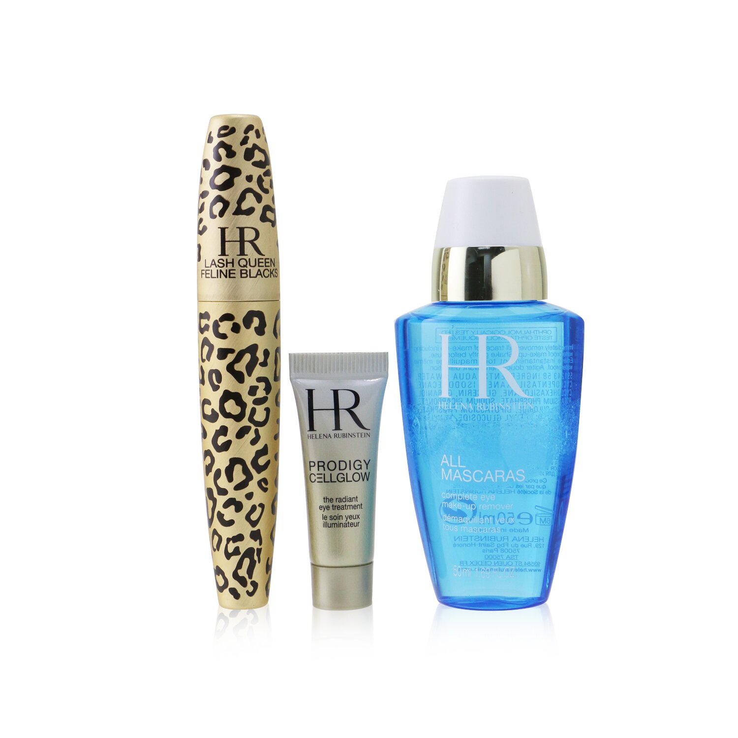 Helena Rubinstein Lash Queen Feline Blacks Mascara Set: Mascara 7.2ml + Prodigy Eye Treatment 3ml + Eye MakeUp Remover 50ml 3pcs