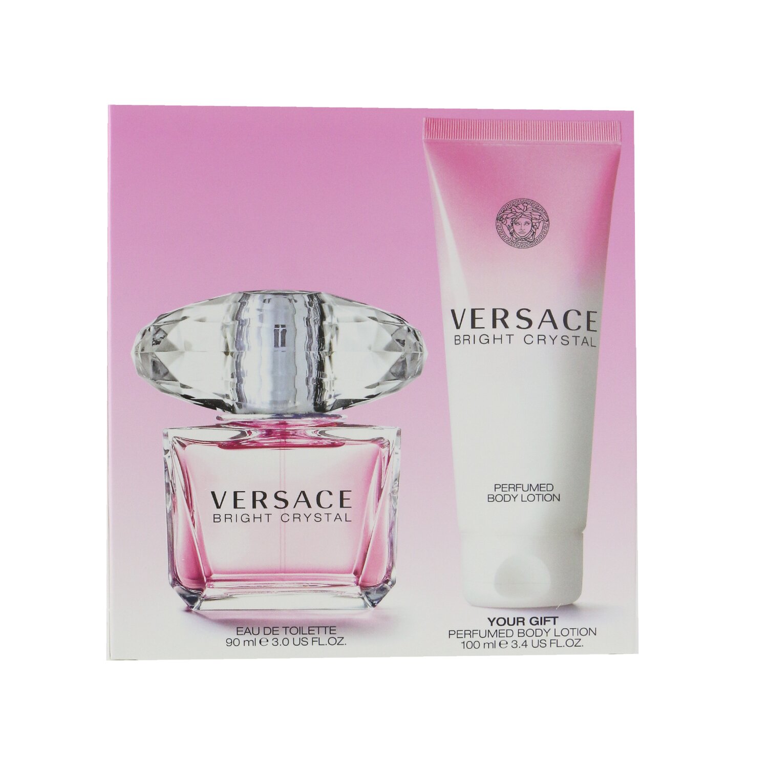 Versace Bright Crystal Coffret: Eau De Toilette Spray 90ml/3oz + Loción Corporal Perfumada 100ml/3.4oz 2pcs