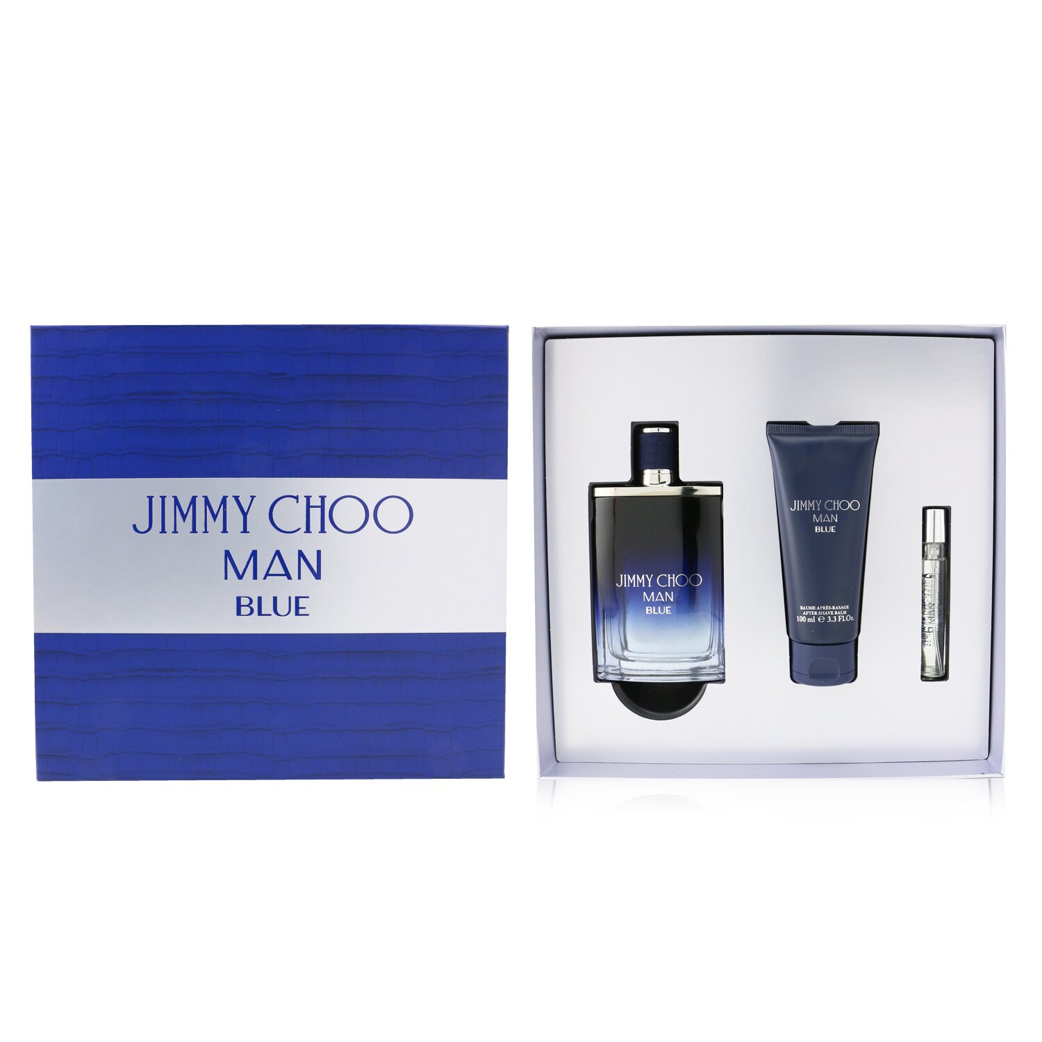 Jimmy Choo Man Blue Coffret: Eau De Toilette Spray 100ml/3.3oz + After Shave Balm 100ml/3.3oz + Eau De Toilette Spray 7.5ml/0.25oz 3pcs