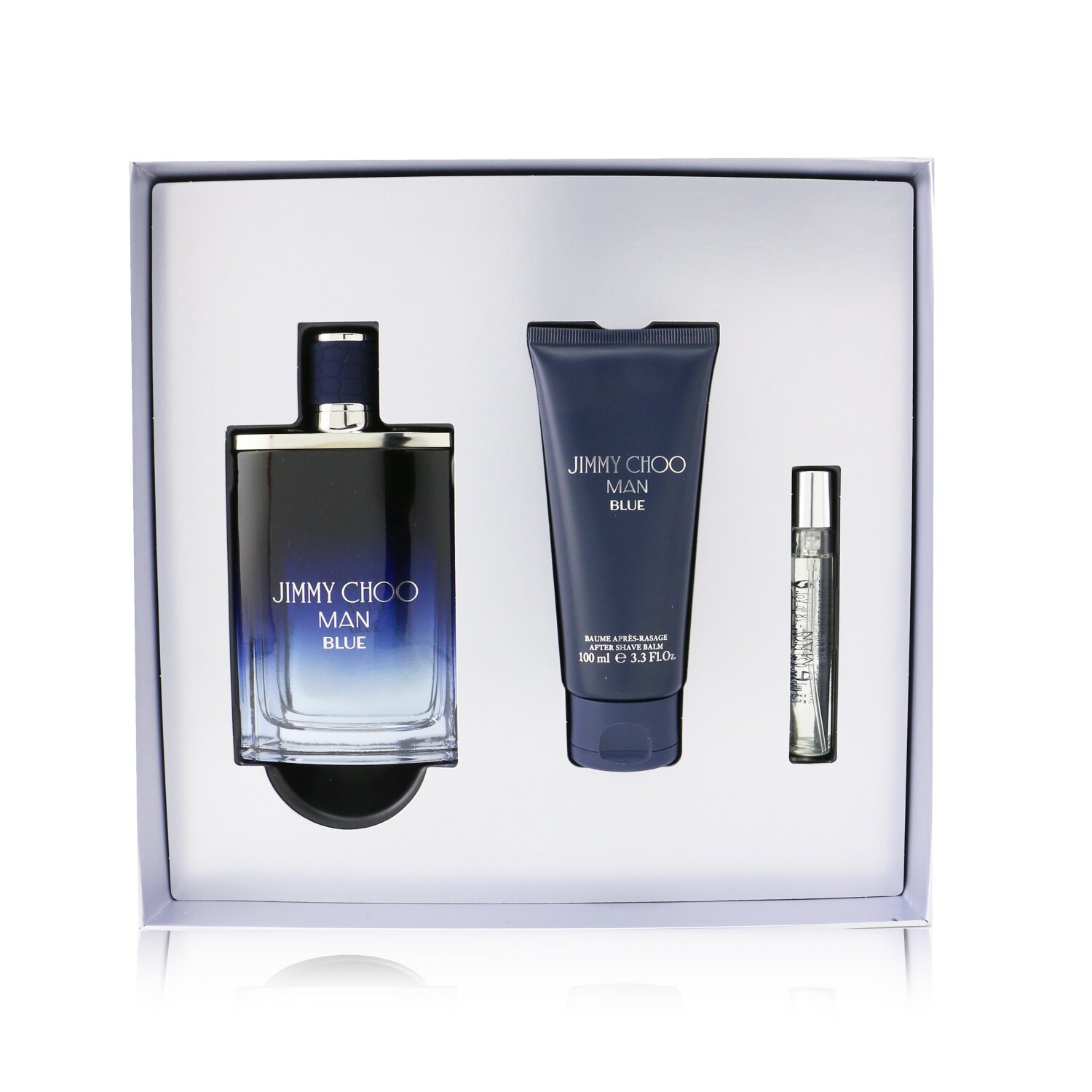 Jimmy Choo Man Blue Coffret: Eau De Toilette Spray 100ml/3.3oz + After Shave Balm 100ml/3.3oz + Eau De Toilette Spray 7.5ml/0.25oz 3pcs