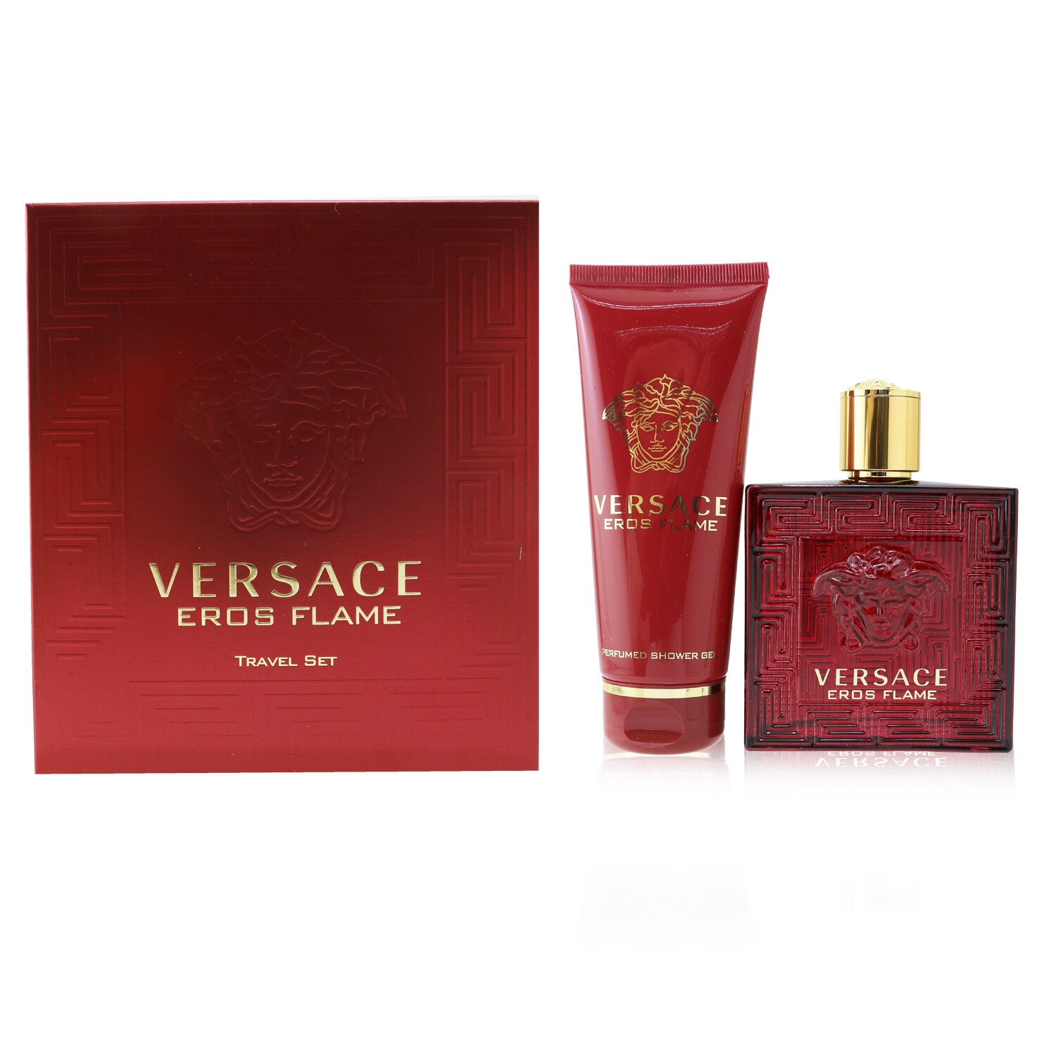Versace Eros Flame Coffret: Eau De Parfum Spray 100ml/3.4oz + Shower Gel 100ml/3.4oz 2pcs