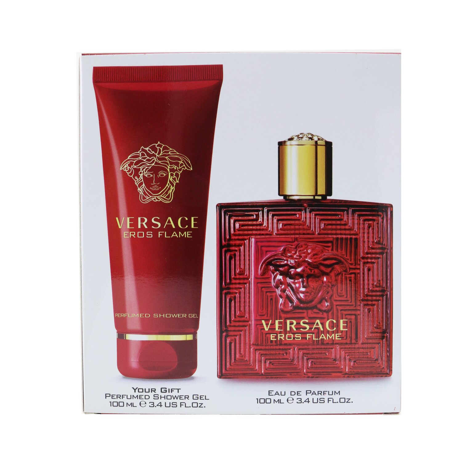 Versace Eros Flame Coffret: Eau De Parfum Spray 100ml/3.4oz + Shower Gel 100ml/3.4oz 2pcs