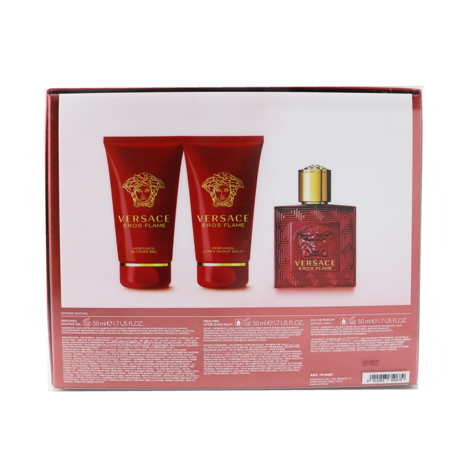 Versace Eros Flame Coffret: Eau De Parfum Spray 50ml/1.7oz +Perfumed Shower Gel 50ml/1.7oz + After Shave Balm 50ml/1.7oz 3pcs