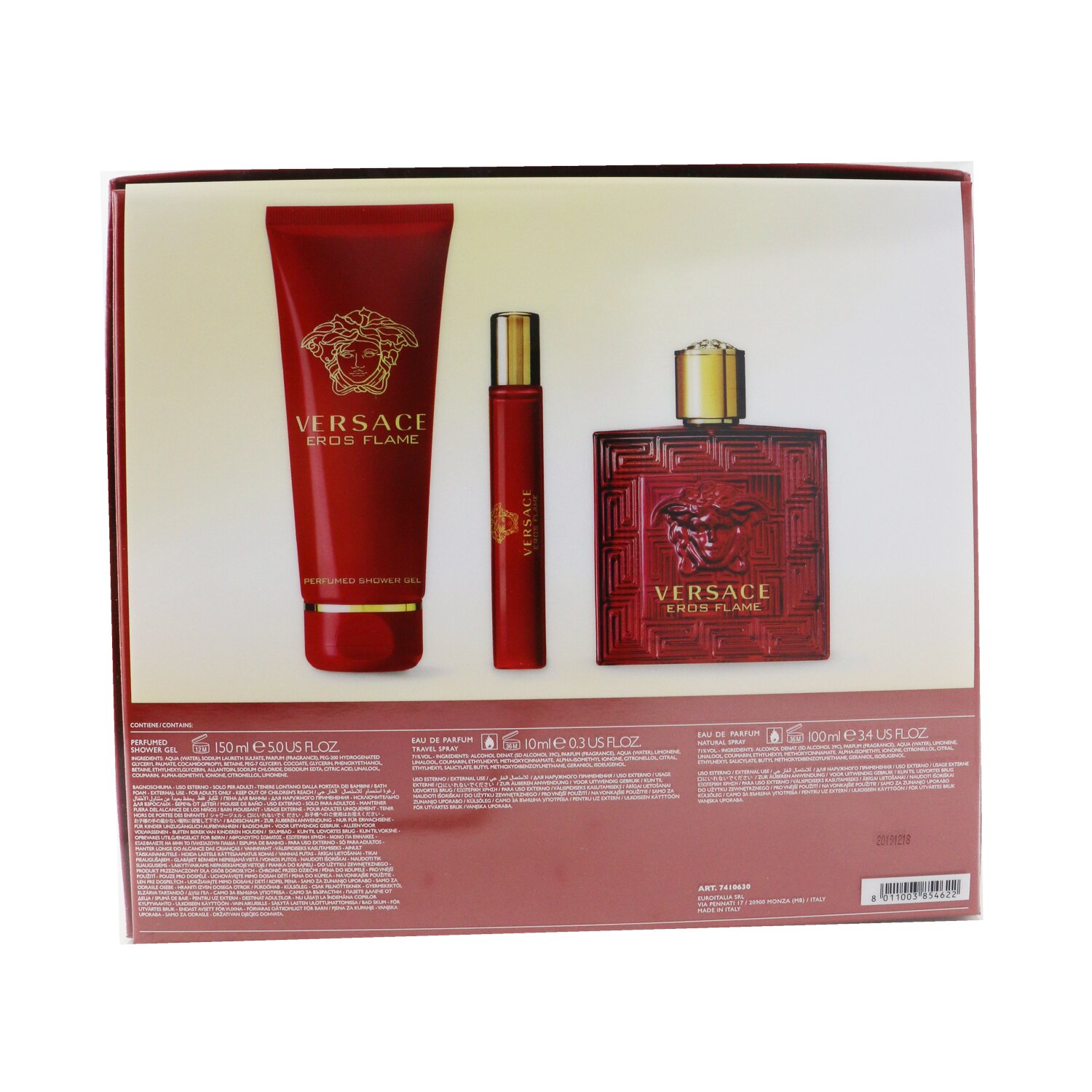 Versace Eros Flame Coffret: Eau De Parfum Spray 100ml/3.4oz + Eau De Parfum Spray 10ml/0.3oz + Shower Gel 150m/5oz 3pcs