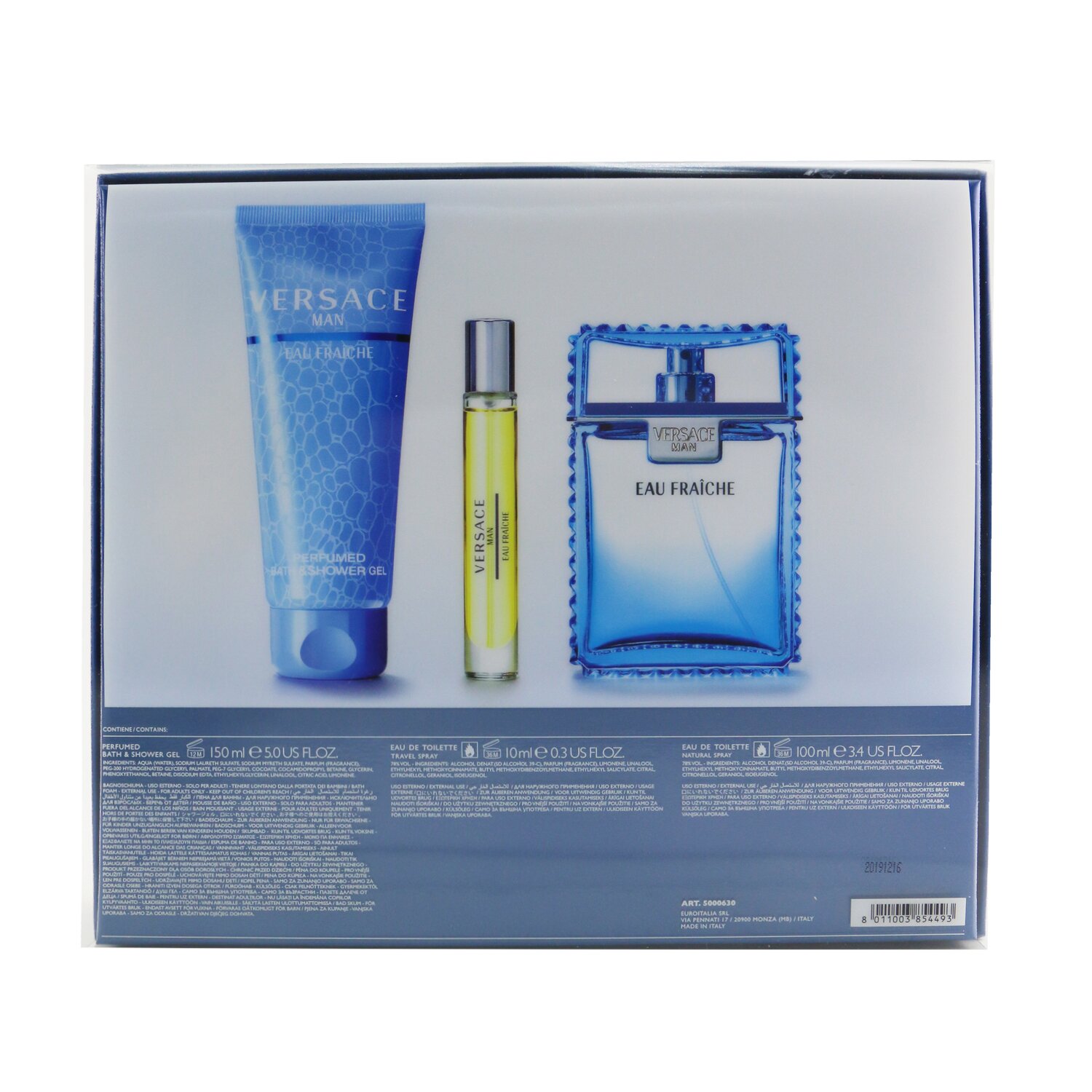 范思哲 Versace 云淡风轻香氛套装：淡香水喷雾 100ml/3.4oz + 沐浴啫喱 150ml/5oz + 淡香水喷雾 10ml/0.3oz 3pcs