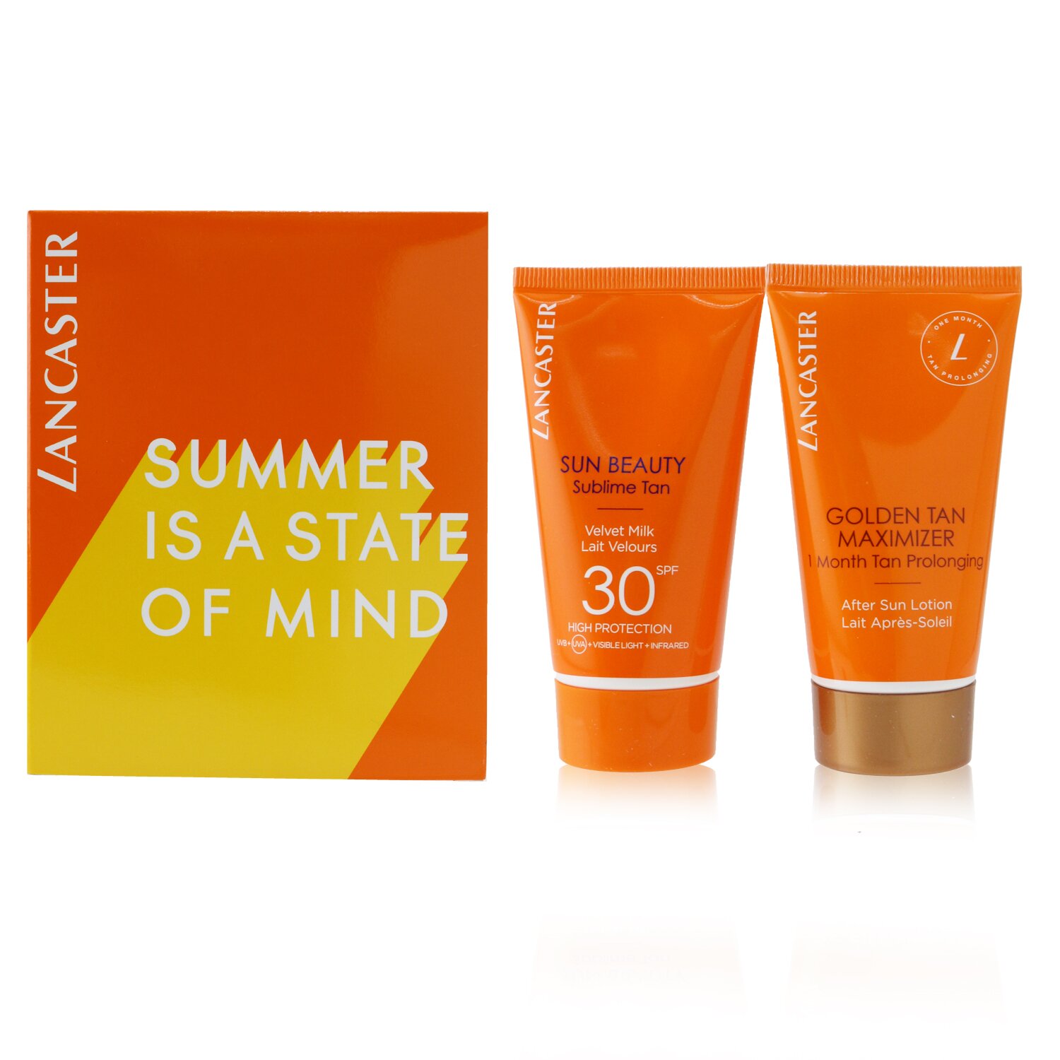 Lancaster Summer Is A State of Mind Set: 1x Sun Beauty Sublime Tan Velvet Milk SPF 30 - 50ml/1.7oz + 1x Golden Tan Maximizer After Sun Lotion - 50ml/1.7oz 2pcs