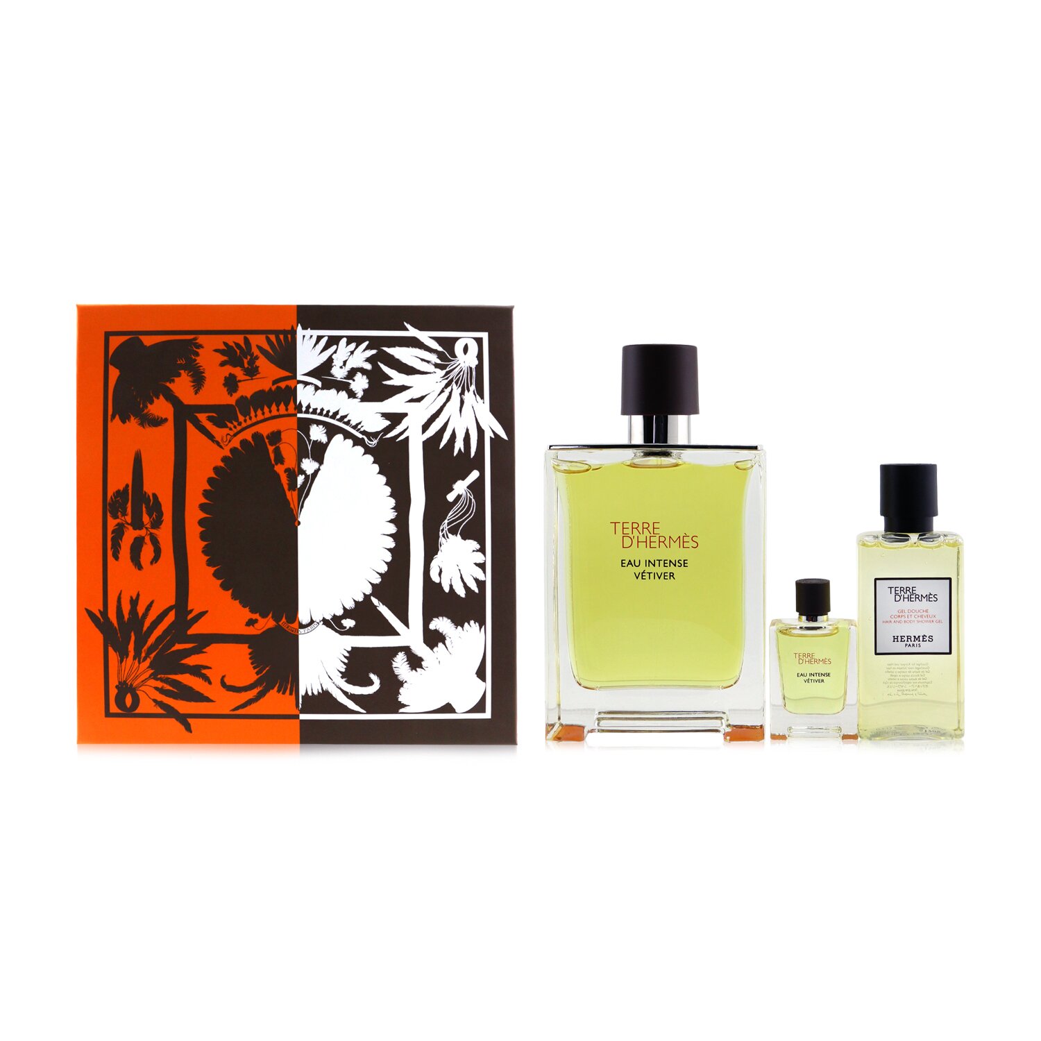 Hermes Terre D'Hermes Eau Intense Vetiver Coffret: Eau De Parfum 100ml/3.3oz + Hair & Body Shower Gel 40ml/1.35oz + Eau De Parfum 5ml/0.17oz 3pcs