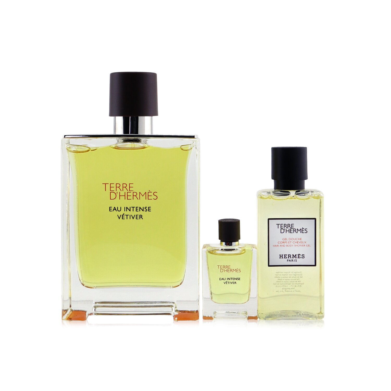 Hermes Terre D'Hermes Eau Intense Vetiver Coffret: Eau De Parfum 100ml/3.3oz + Hair & Body Shower Gel 40ml/1.35oz + Eau De Parfum 5ml/0.17oz 3pcs