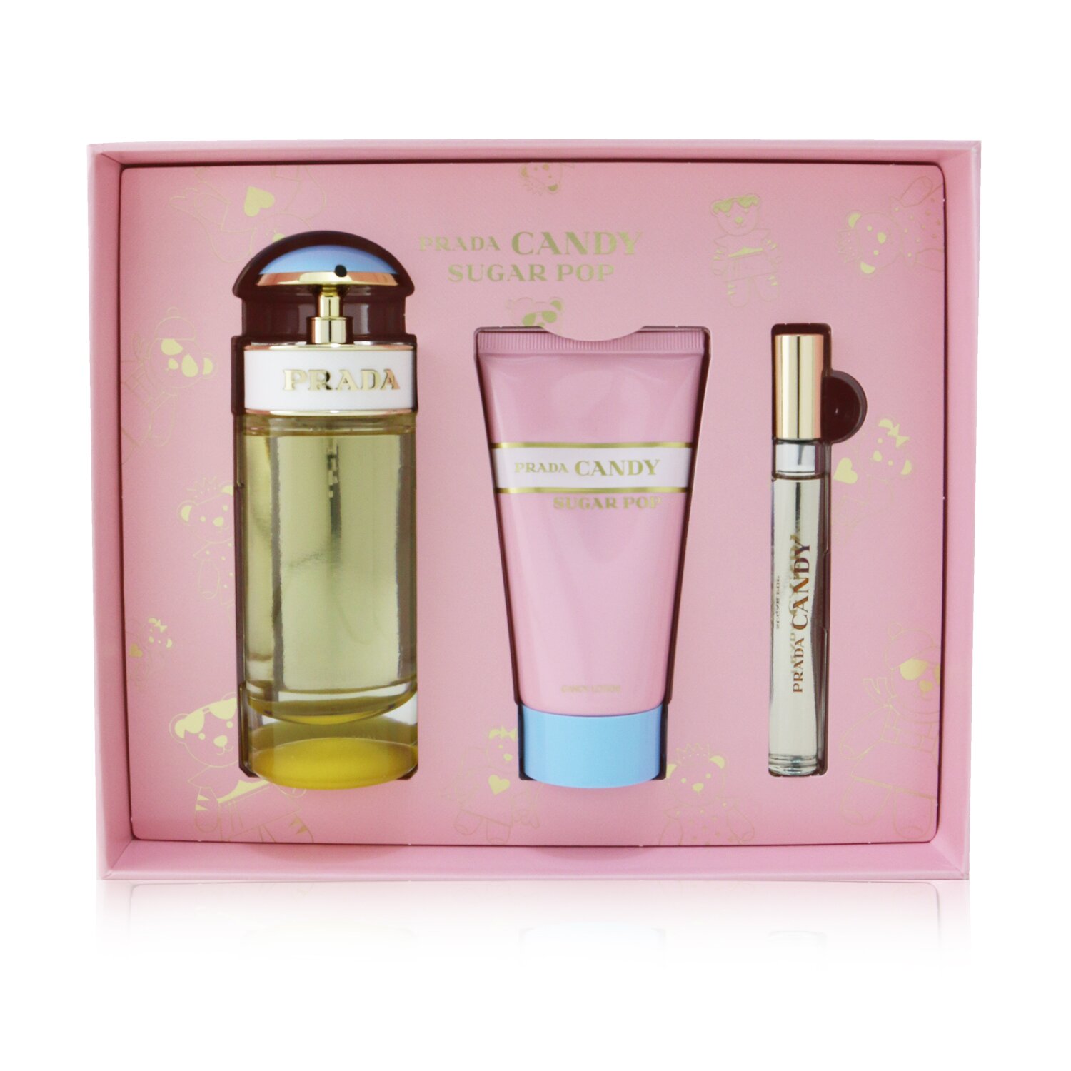 Prada Candy Sugar Pop Coffret: Eau De Parfum Spray 80ml/2.7oz + Body Lotion 75ml/2.5oz + Roll-On 10ml/0.34oz 3pcs