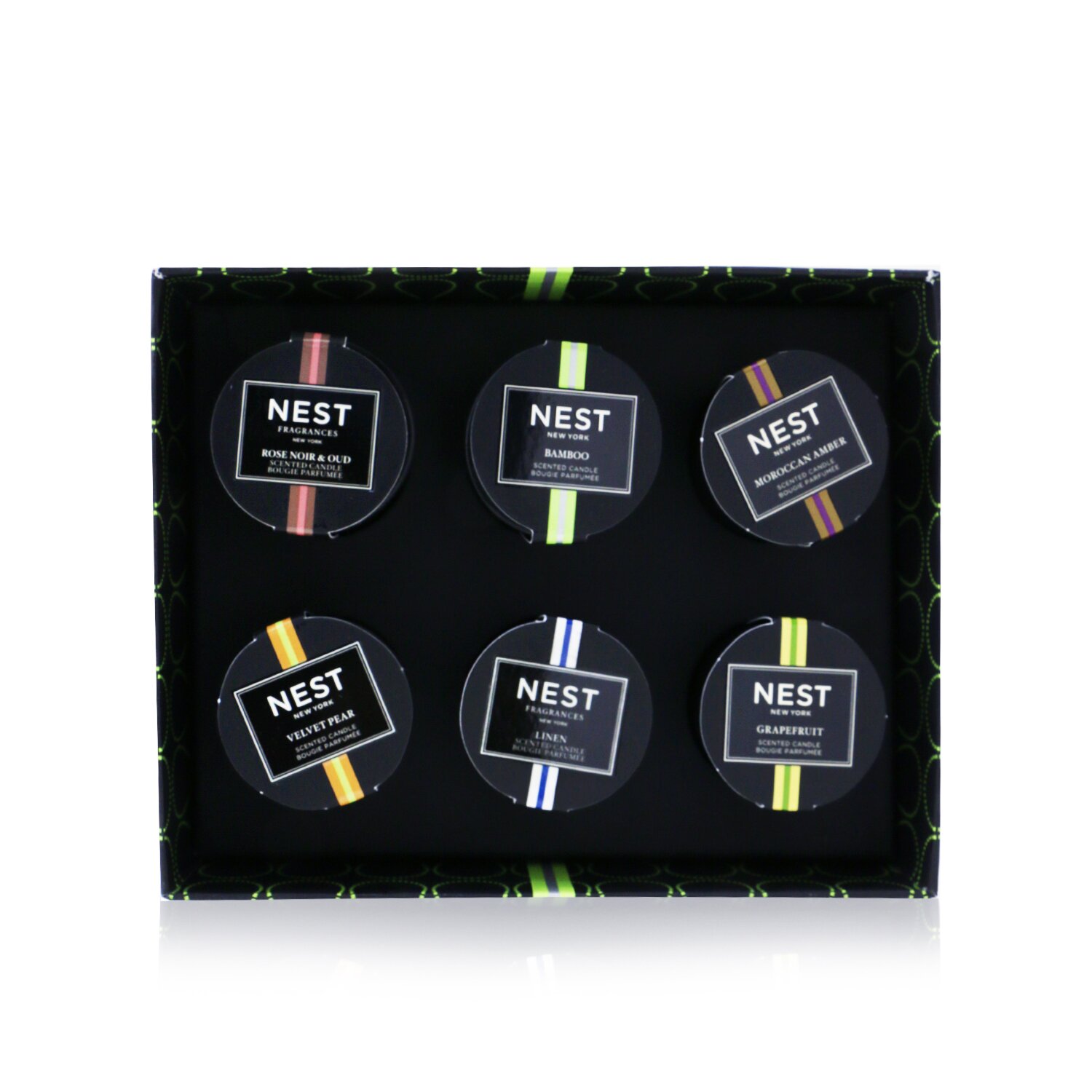 Nest Petite Votive Candle Coffret: Bamboo, Grapefruit, Moroccan Amber, Linen, Rose Noir & Oud, Velvet Pear 6x27g/0.95oz