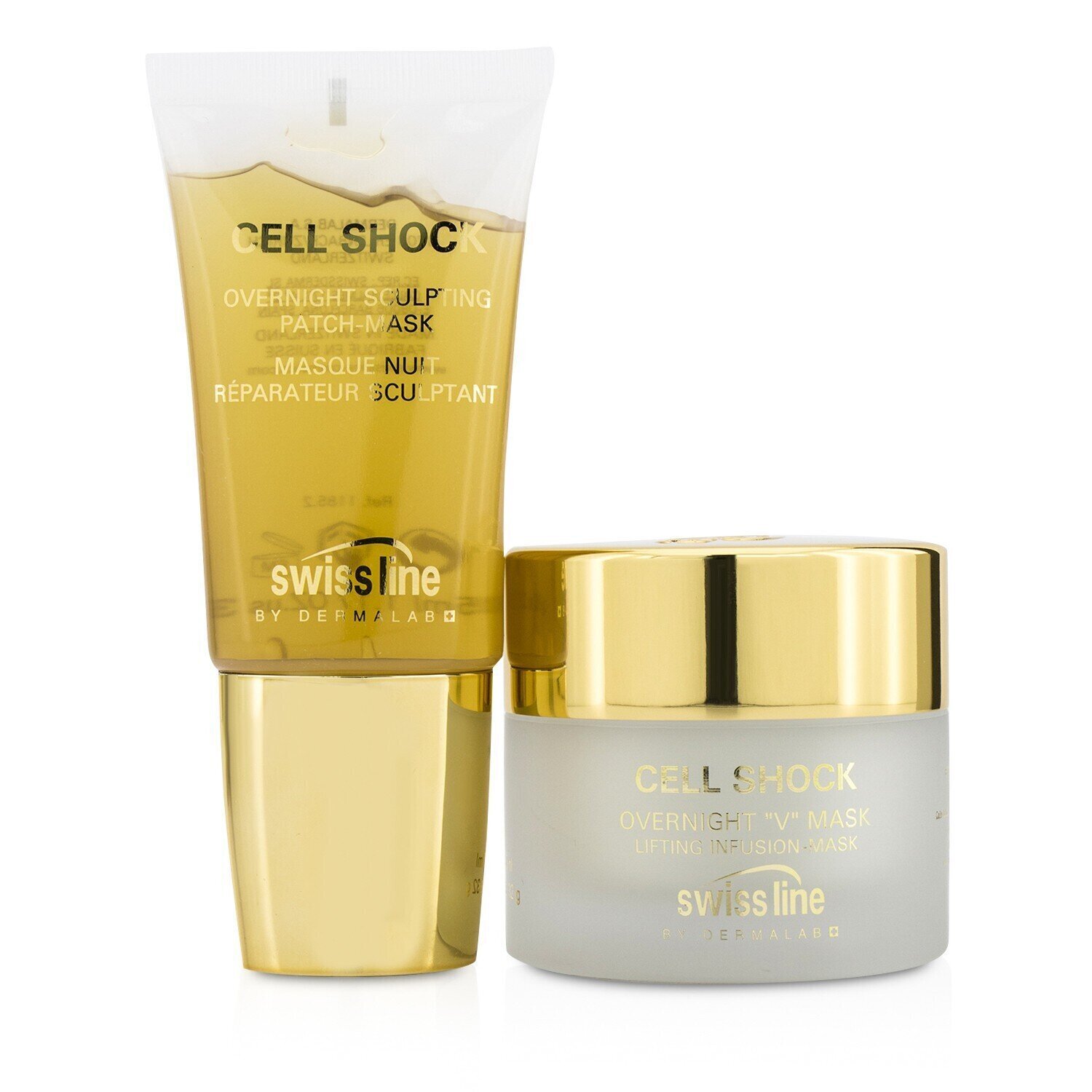 Swissline Cell Shock Overnight &quot;V&quot; Mask: Sculpting Patch-Mask 35ml/1.17oz + Lifting Infusion-Mask 30ml/1oz (Exp. Date 05/2021) 2pcs