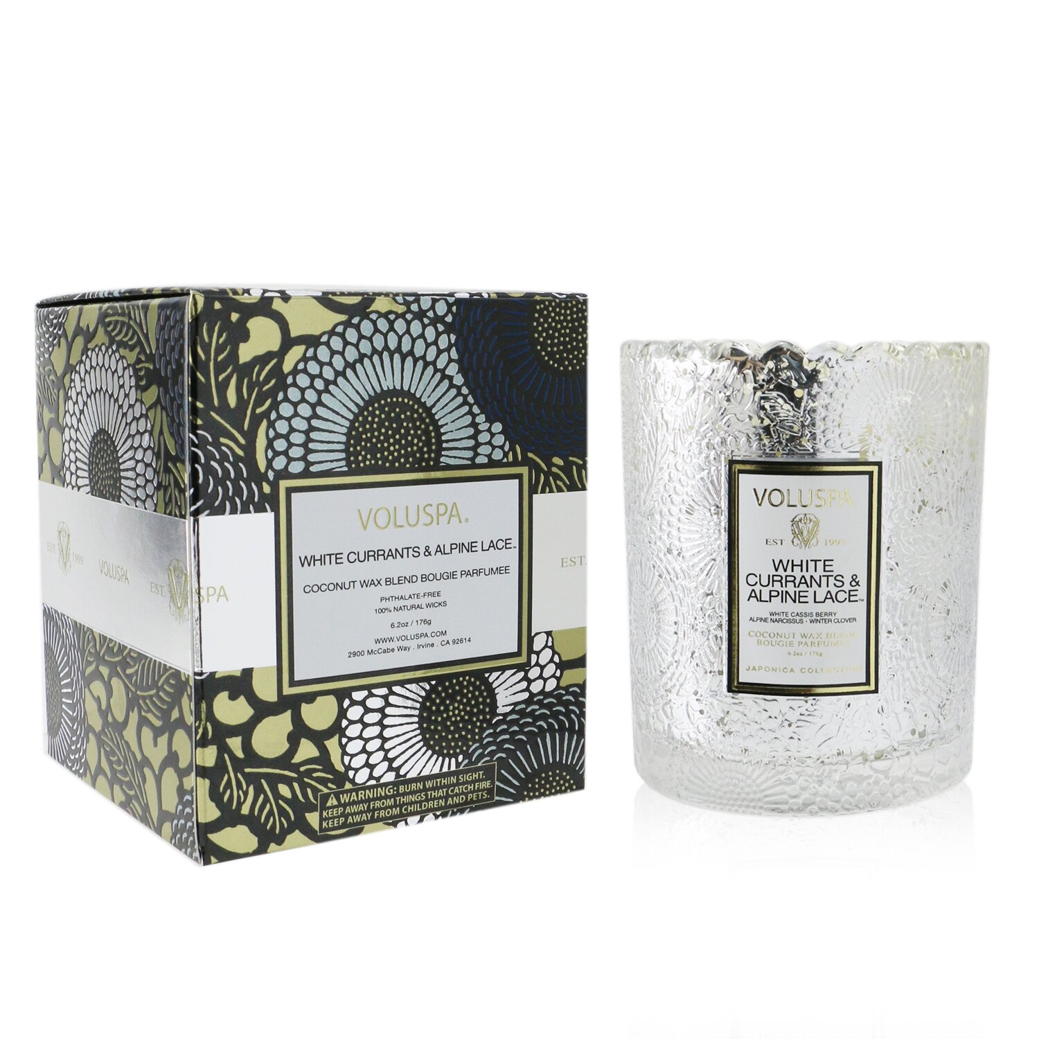 Voluspa Scalloped Edge Candle - White Currants & Alpine Lace 176g/6.2oz
